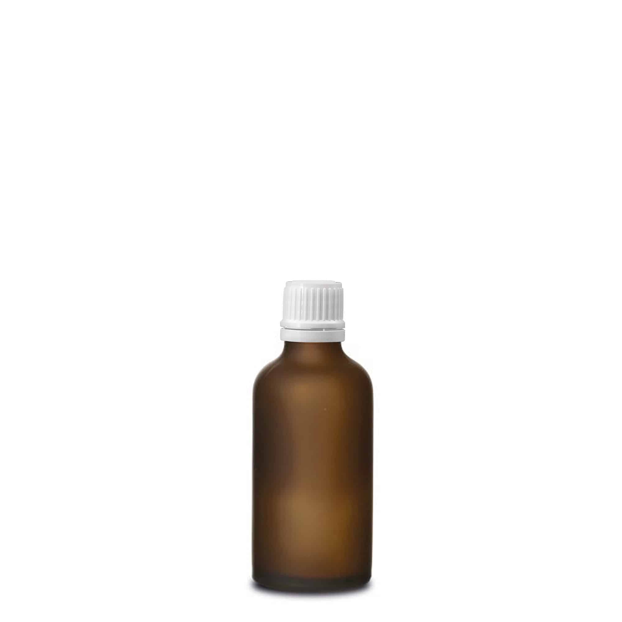 50ml butelka medyczna, szkło, brąz matowy, szyjka: DIN 18
