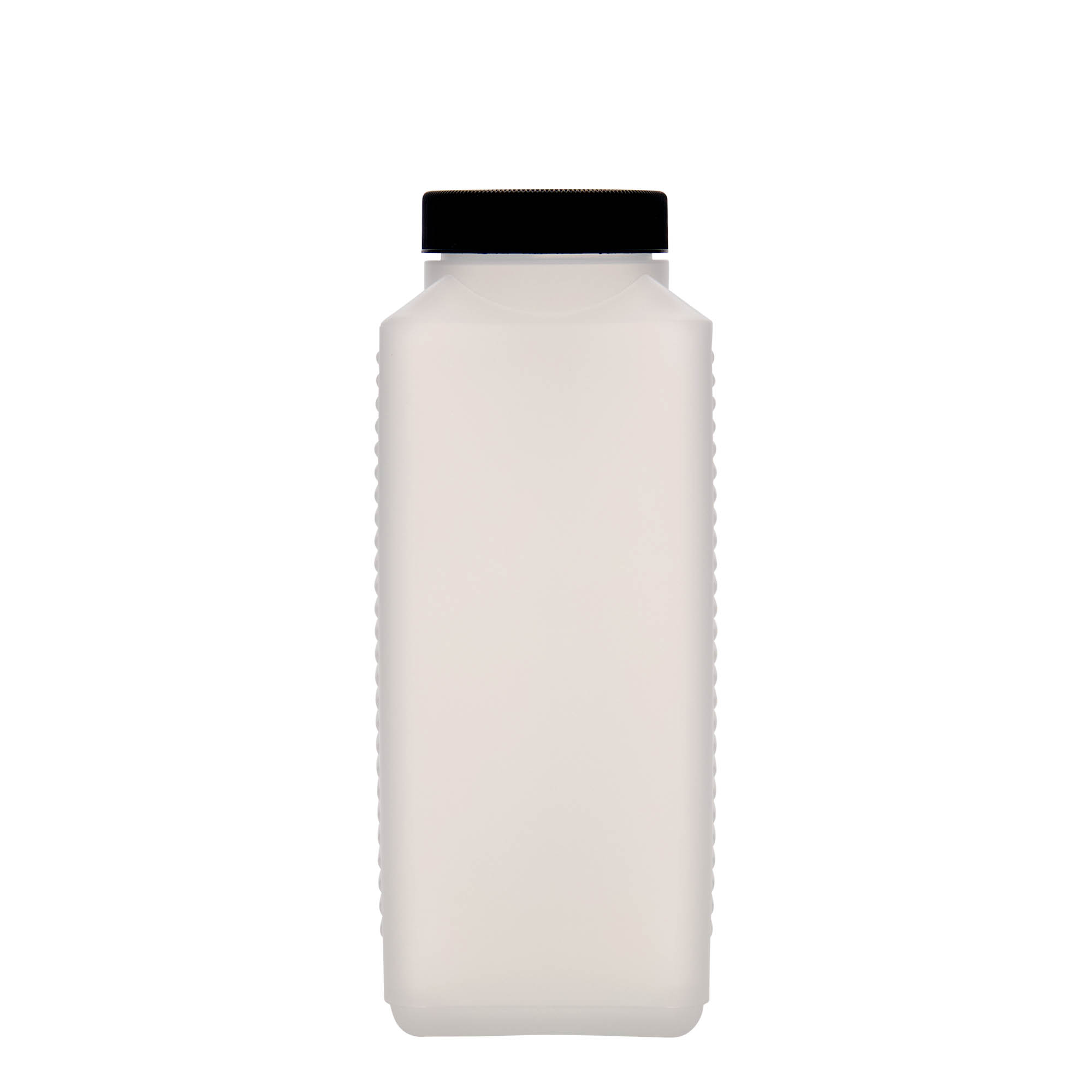 1.000 ml butelka z szeroką szyjką, prostokątna, tworzywo HDPE, naturalna, gwint: DIN 60 EPE