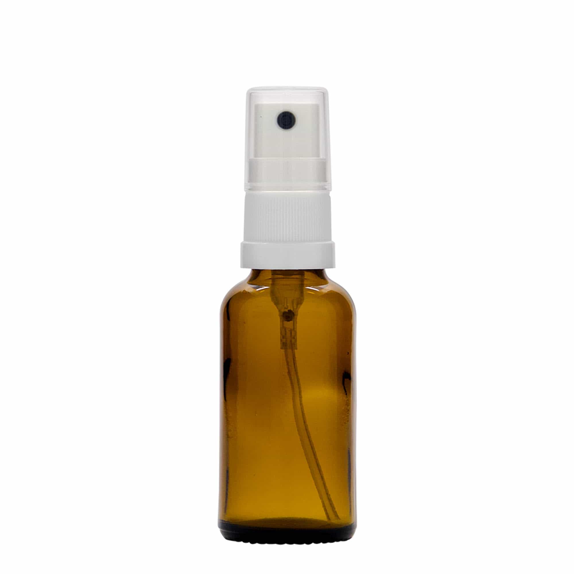 30 ml butelka z rozpylaczem, medyczna, szklana, brązowa, gwint: DIN 18