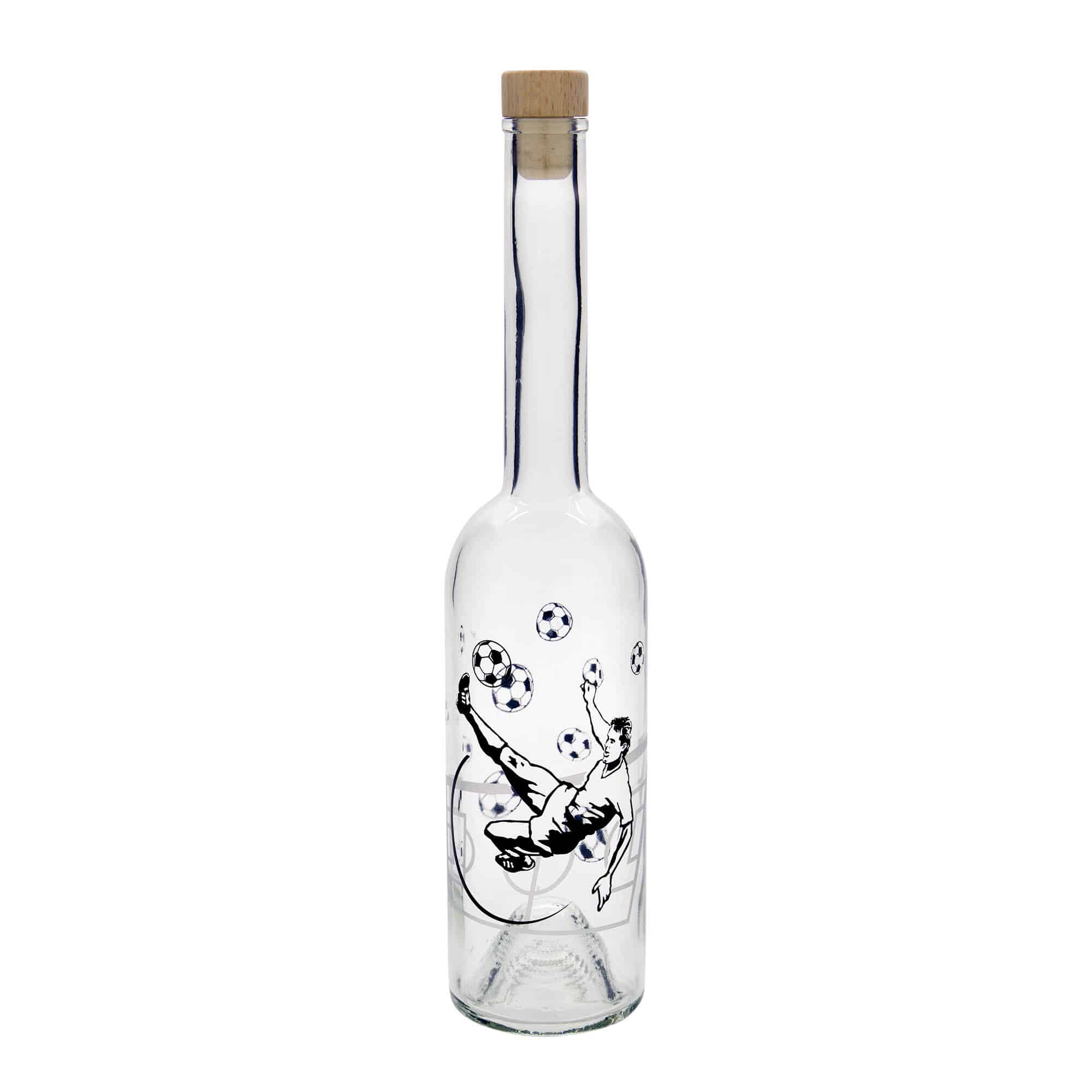 Butelka szklana 500 ml 'Opera', motyw: piłkarz, korek