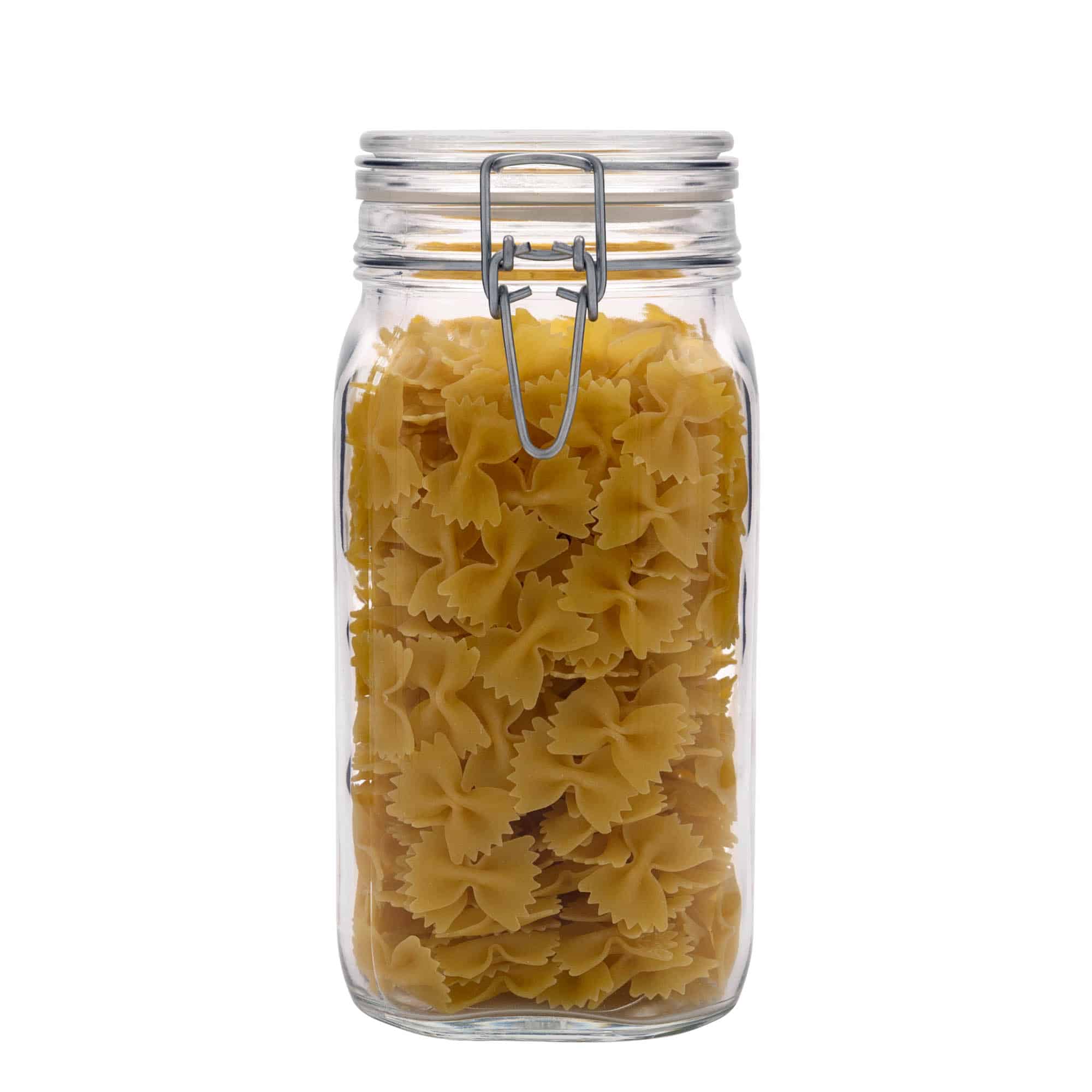 1.500 ml słoik z drucianym zamknięciem „Fido”, kwadratowy, otwór: zamknięcie druciane