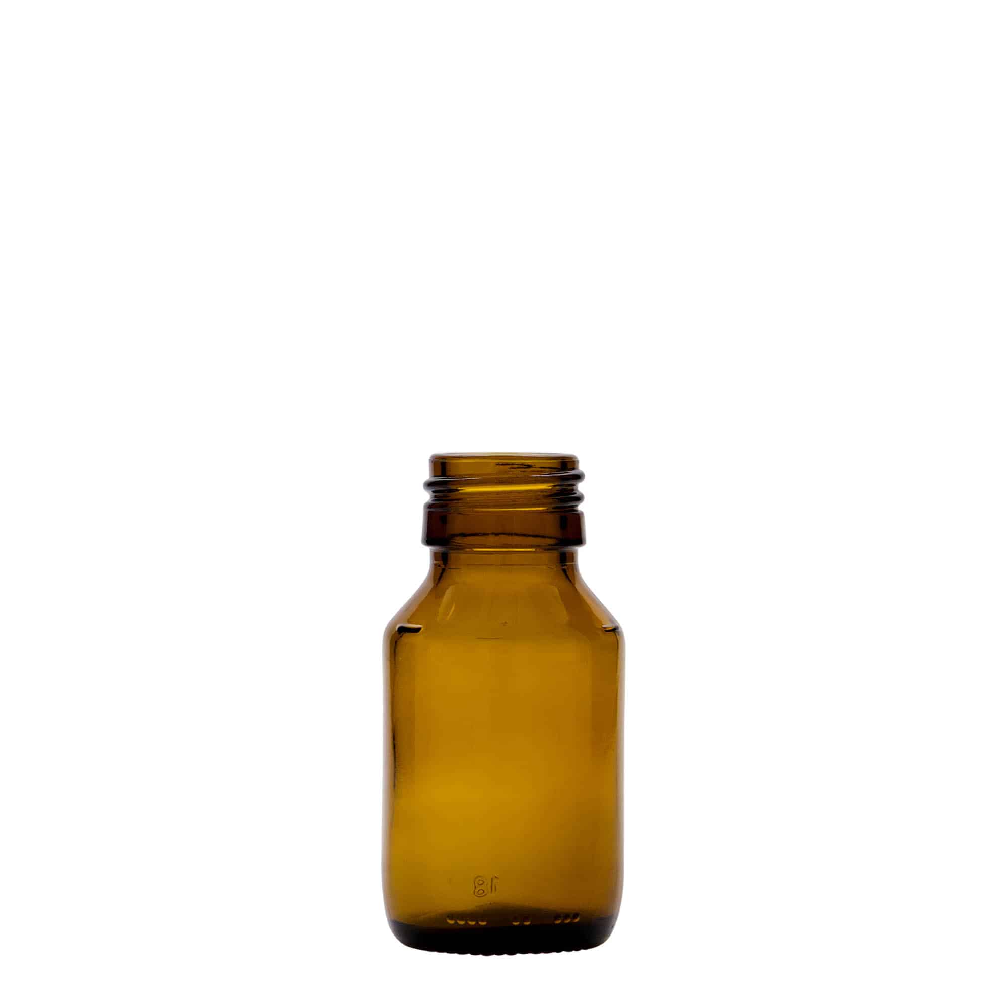 50 ml butelka medyczna, brązowa, szkło, gwint: PP 28