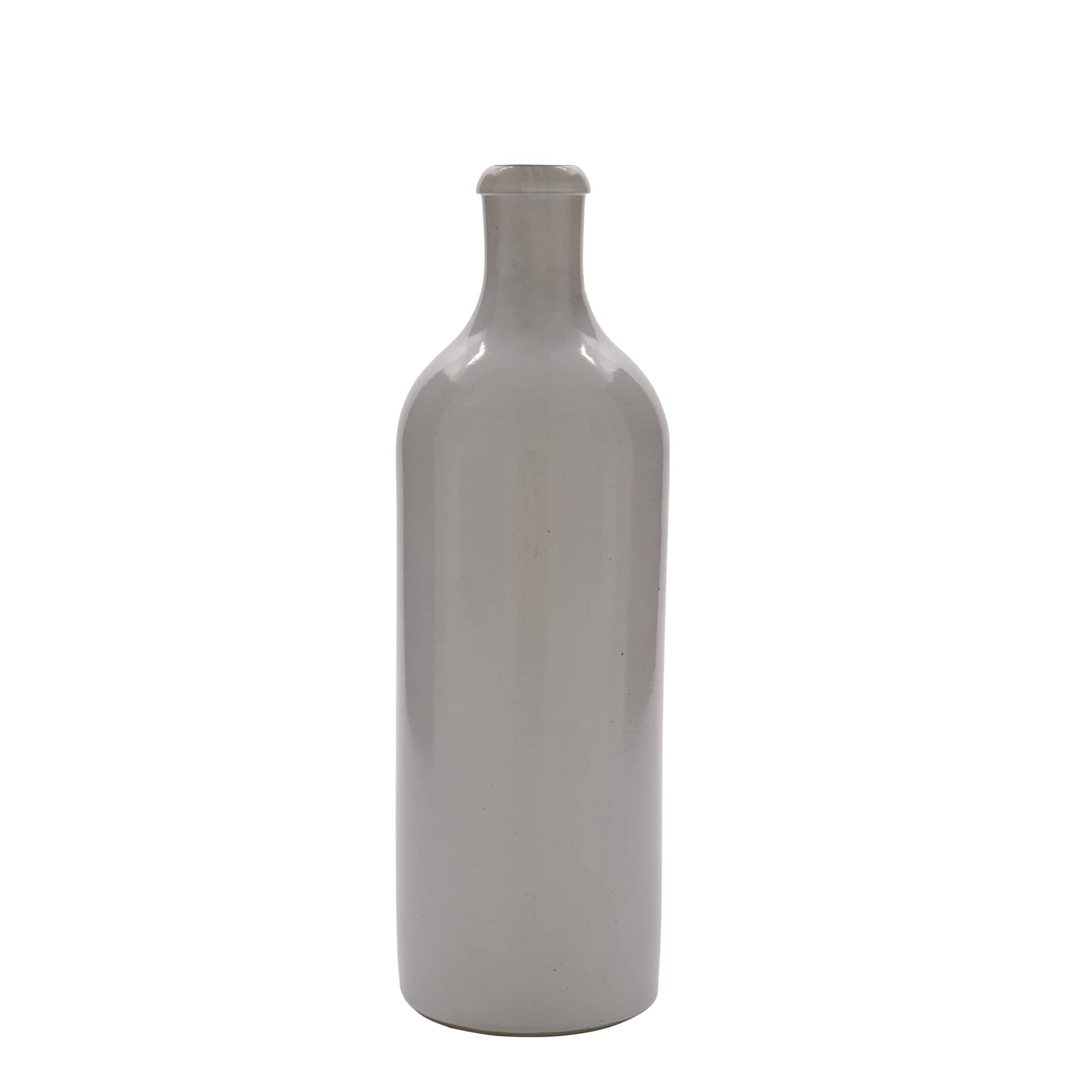 750 ml dzban gliniany, kamionkowy, biały, z otworem: zamknięcie na klamrę
