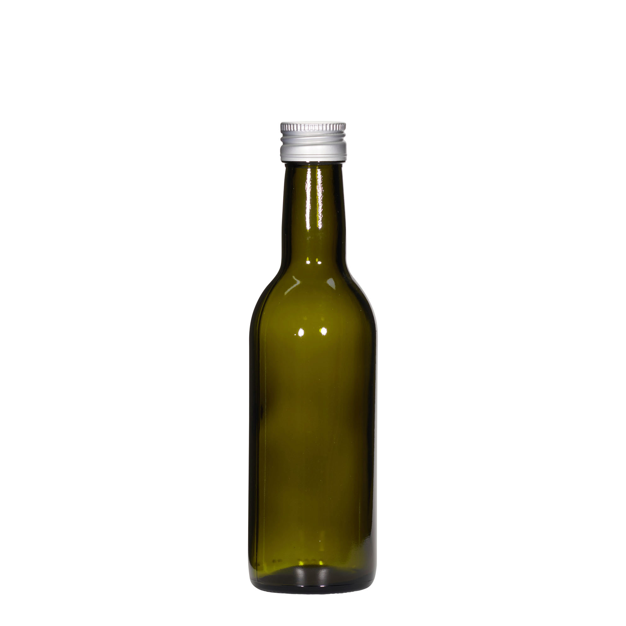 250 ml butelka szklana 'Bordeaux', antyczna zieleń, gwint: PP 28