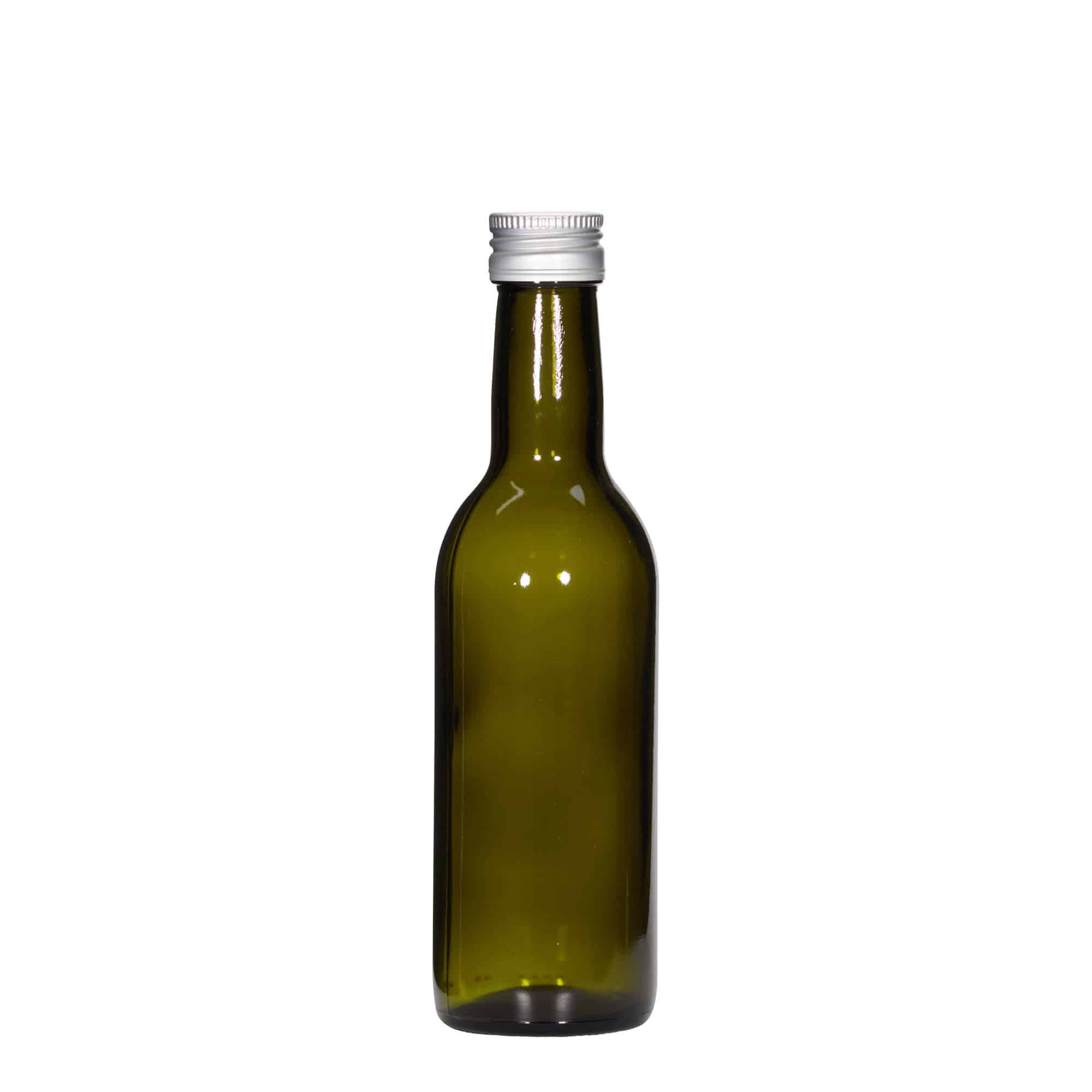 250 ml butelka szklana 'Bordeaux', antyczna zieleń, gwint: PP 28 250 ml butelka szklana 'Bordeaux', antyczna zieleń, gwint: PP 28