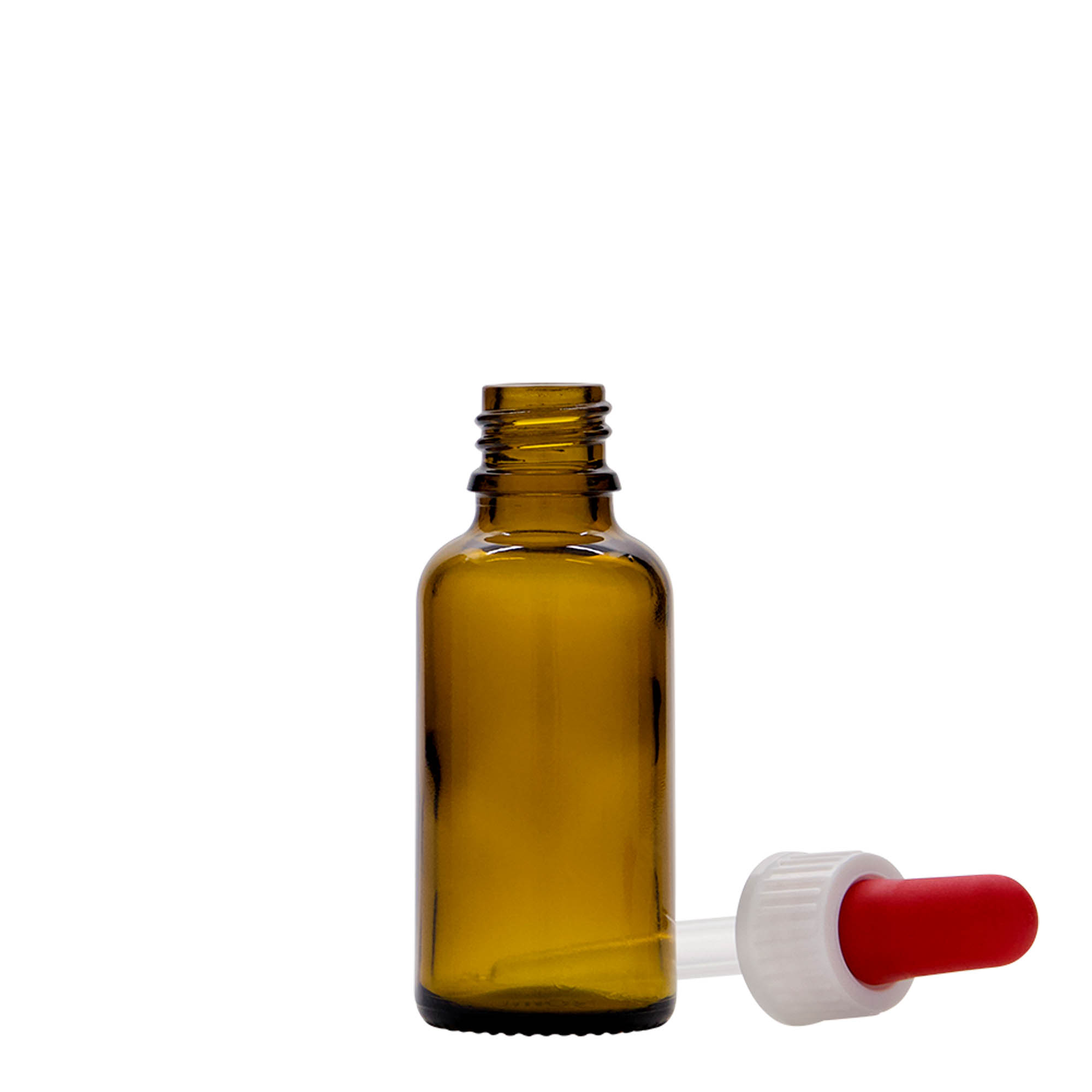 30 ml butelka z pipetą, medyczna, szklana, brązowa, wylot: DIN 18 30 ml butelka z pipetą, medyczna, szklana, brązowa, wylot: DIN 18