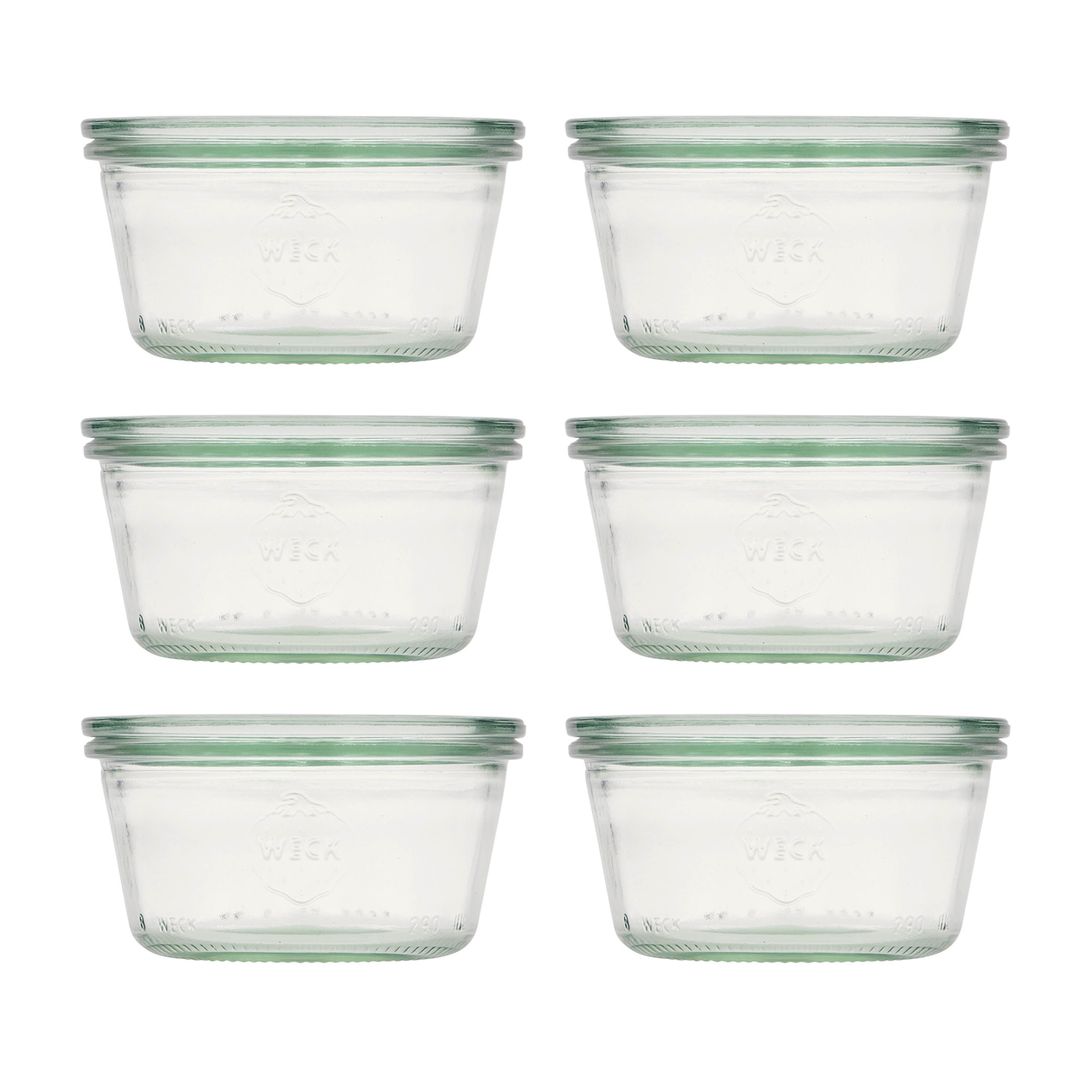 6x 290 ml niski słoik WECK typu Sturz z szklanym wieczkiem RR 100