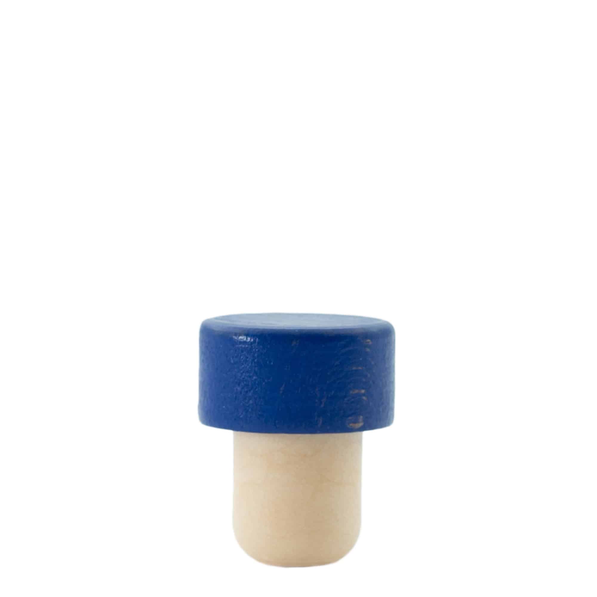 Korek z uchwytem 19 mm, drewno, kolor niebieski, do zamknięcia: korek