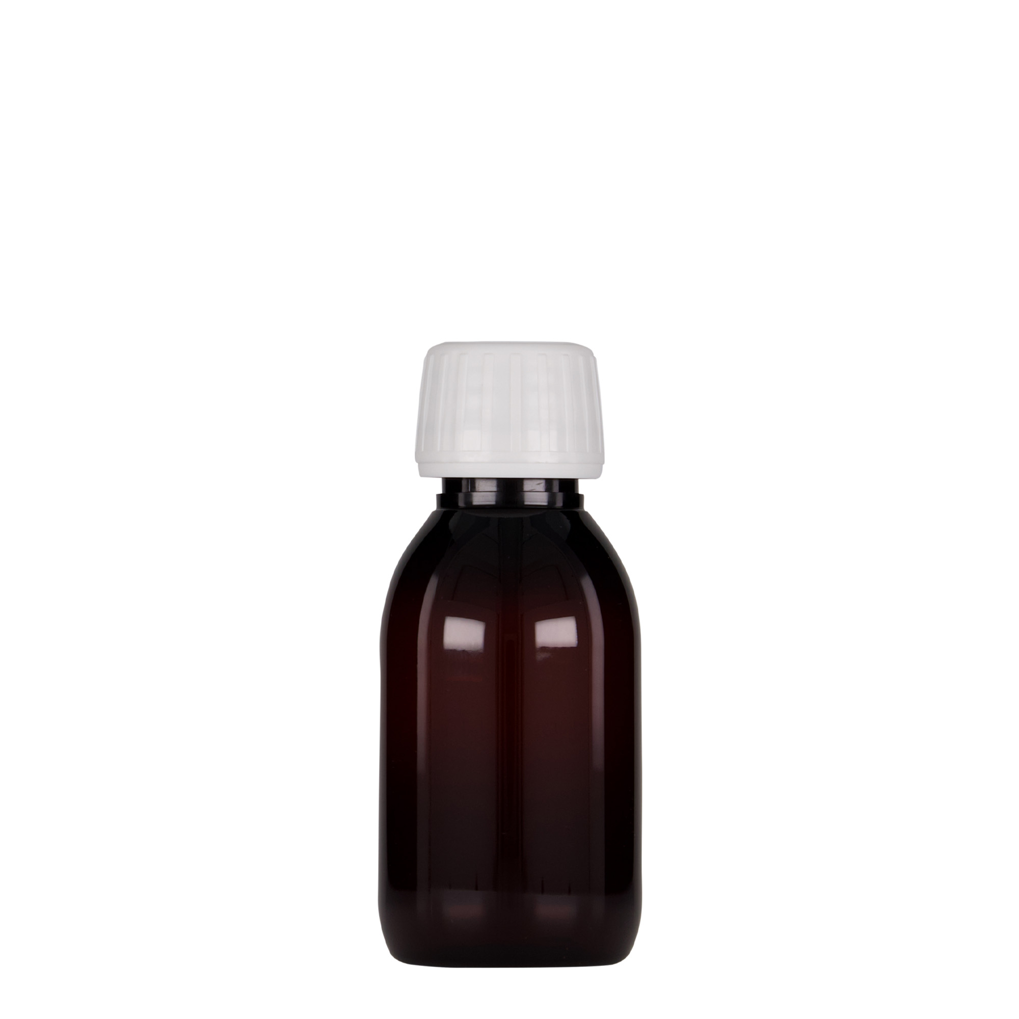 100 ml butelka medyczna PET, brązowa, plastik, gwint: PP 28