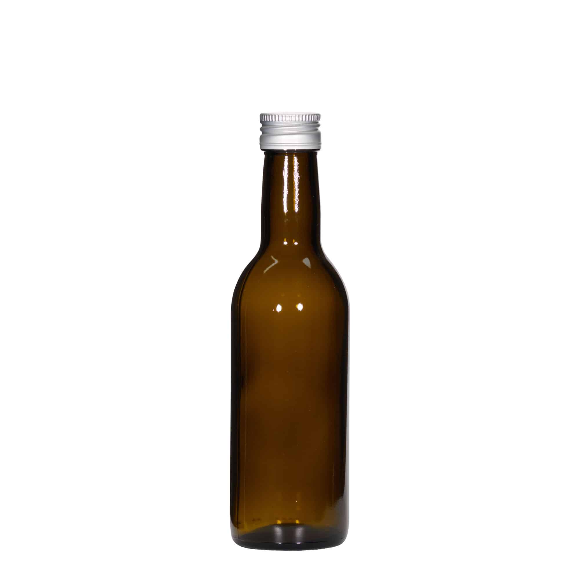 250 ml butelka szklana 'Bordeaux', antyczna zieleń, gwint: PP 28