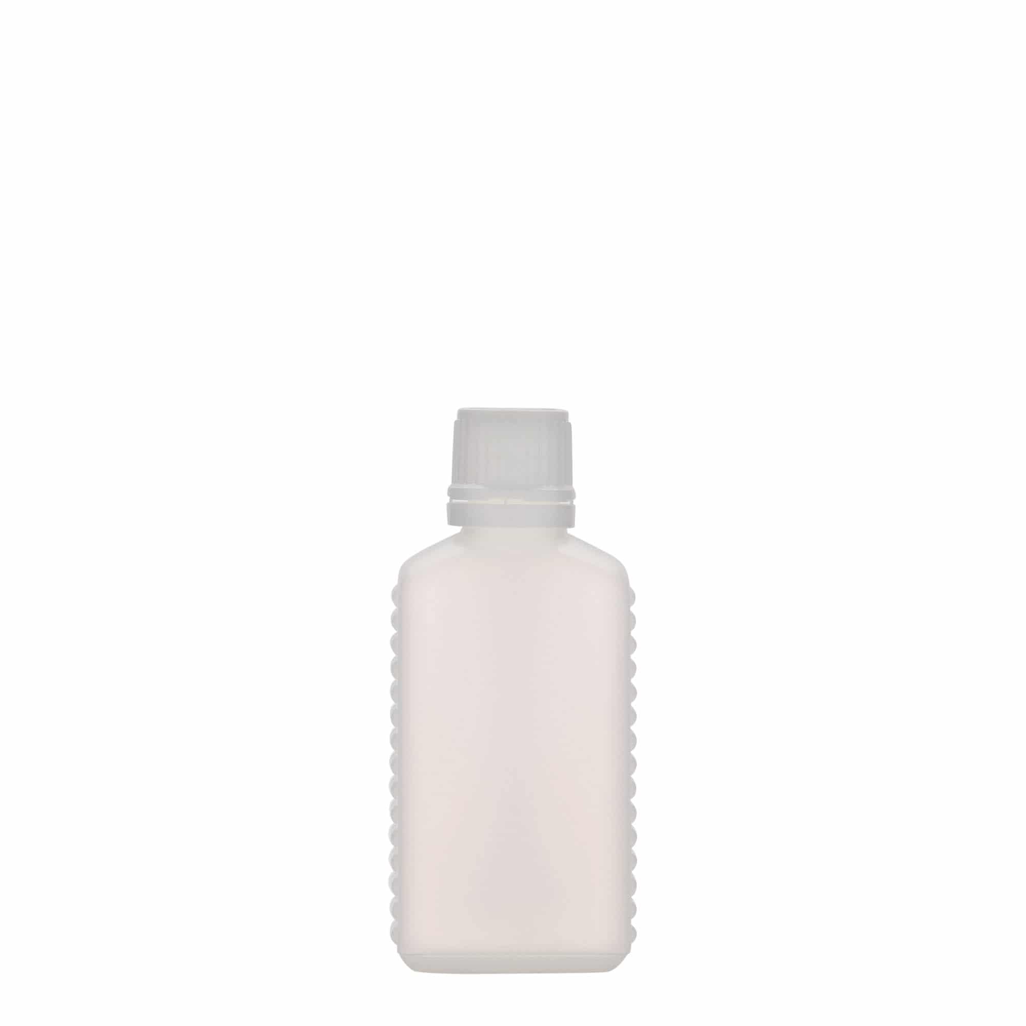 50 ml kanisterka z wąską szyjką, prostokątna, tworzywo HDPE, naturalna, gwint: DIN 18