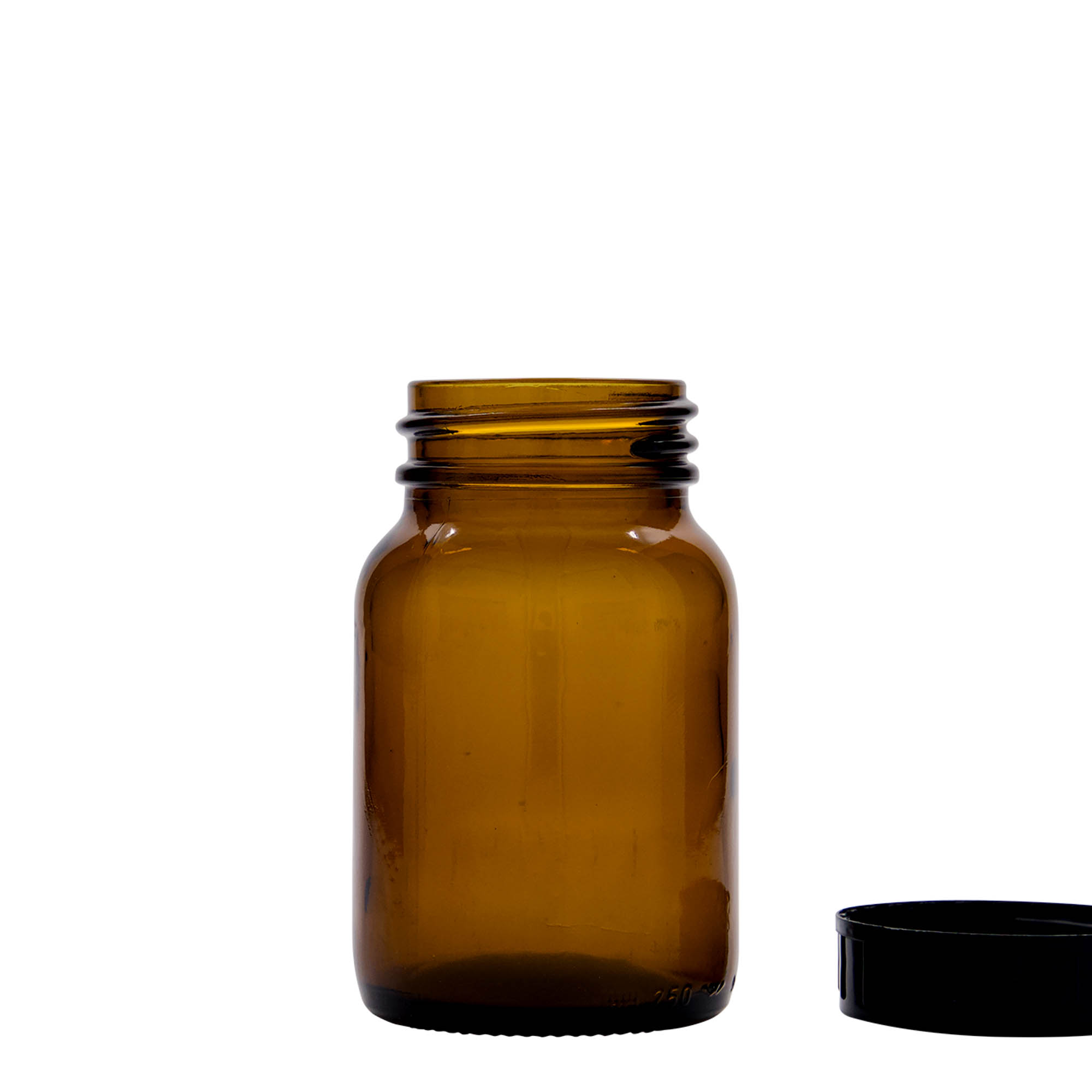 250 ml słoik szeroko szyjkowy, brązowy, otwór: DIN 55 250 ml słoik szeroko szyjkowy, brązowy, otwór: DIN 55