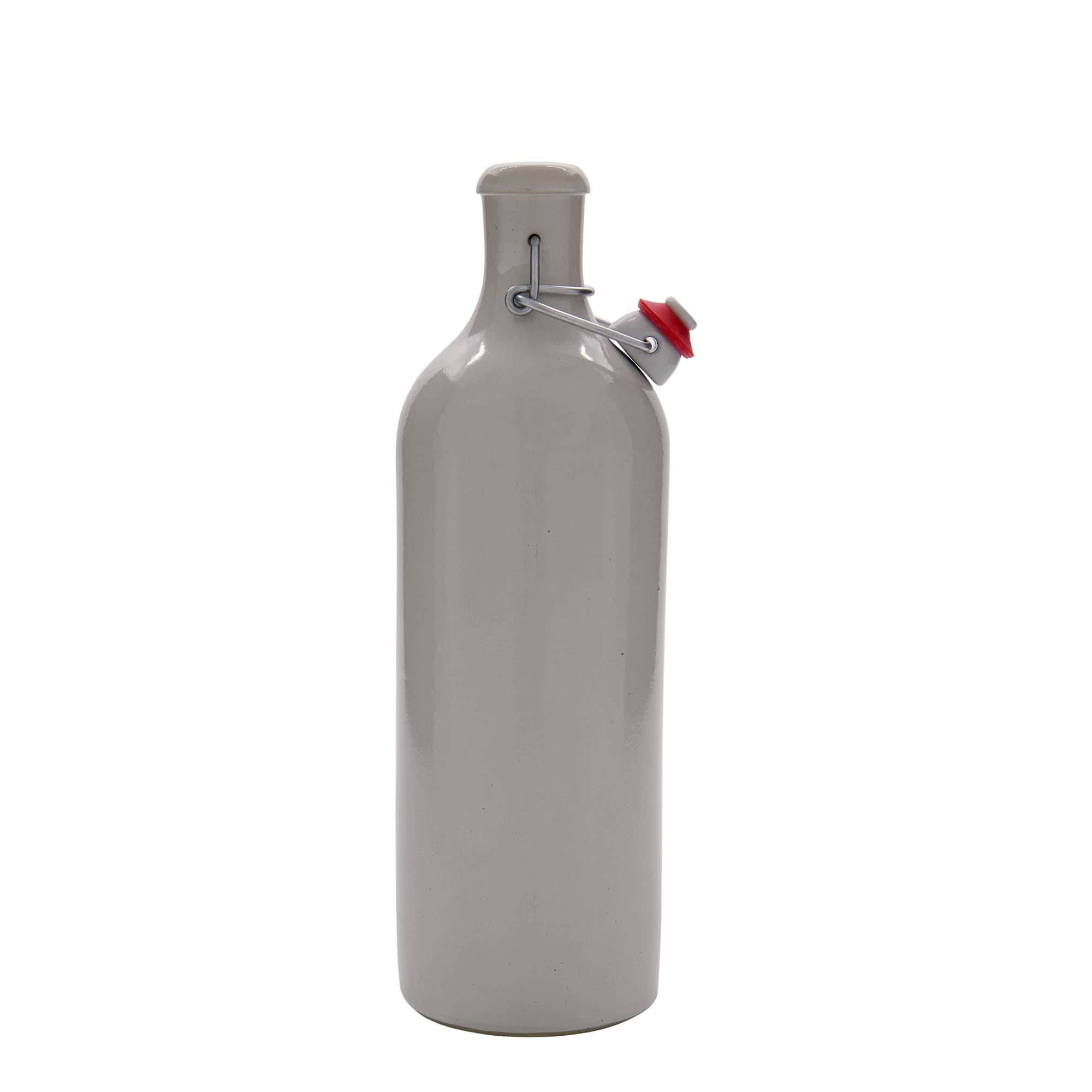 750 ml dzban gliniany, kamionkowy, biały, z otworem: zamknięcie na klamrę