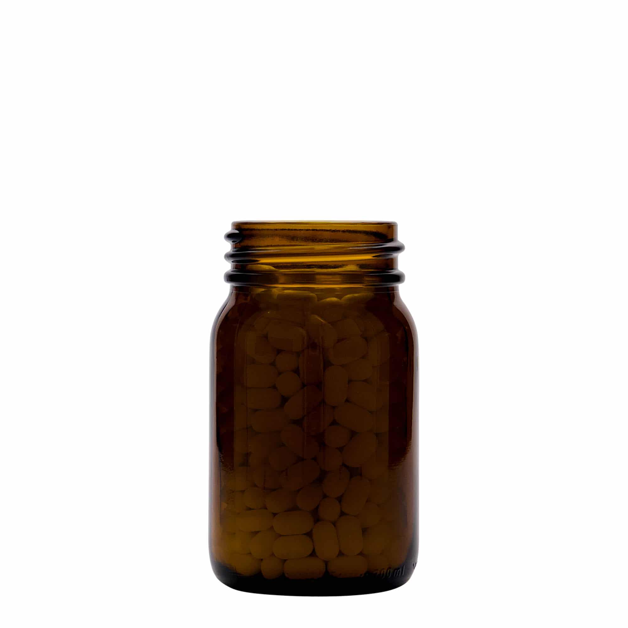 200 ml słoik z szerokim otworem, kolor brązowy, zamknięcie: DIN 55