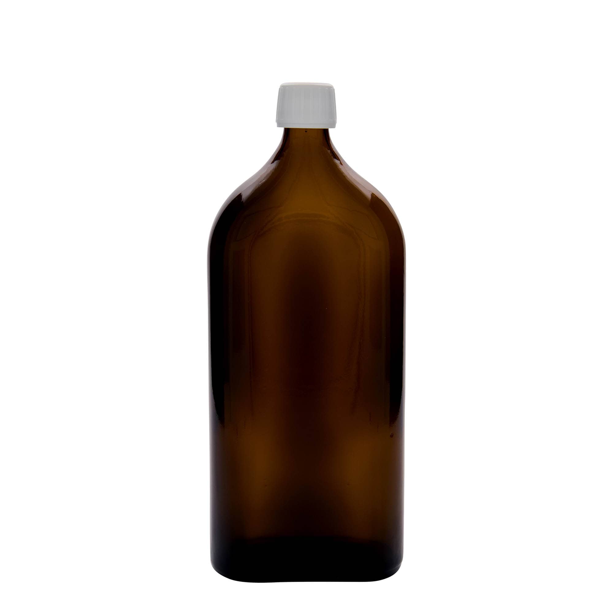 1.000 ml butelka medyczna Meplat, owalna, szkło, brązowa, szyjka: PP 28