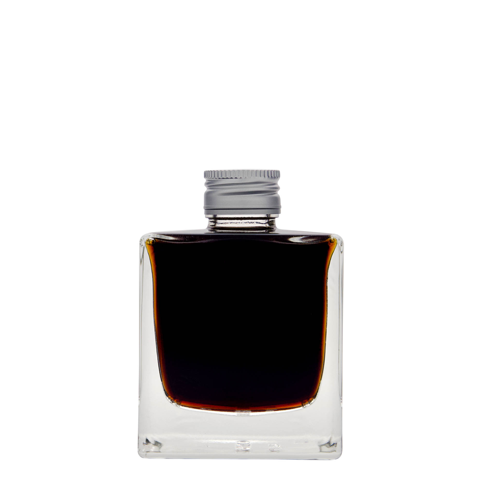 Butelka szklana 200 ml „Cube”, kwadratowa, gwint: PP 28 Butelka szklana 200 ml „Cube”, kwadratowa, gwint: PP 28