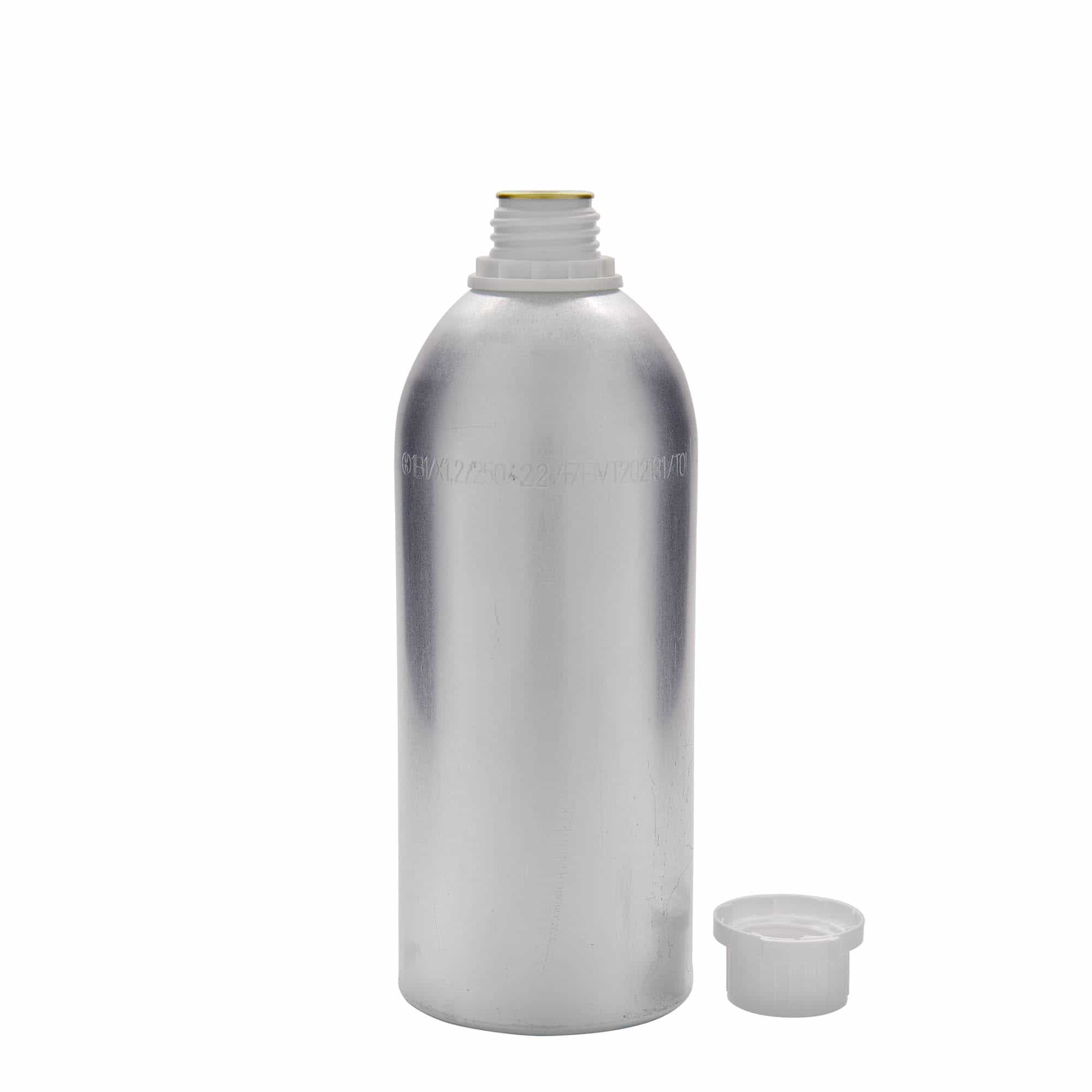 1100 ml butelka aluminiowa, metalowa, kolor srebrny, zamknięcie: DIN 32