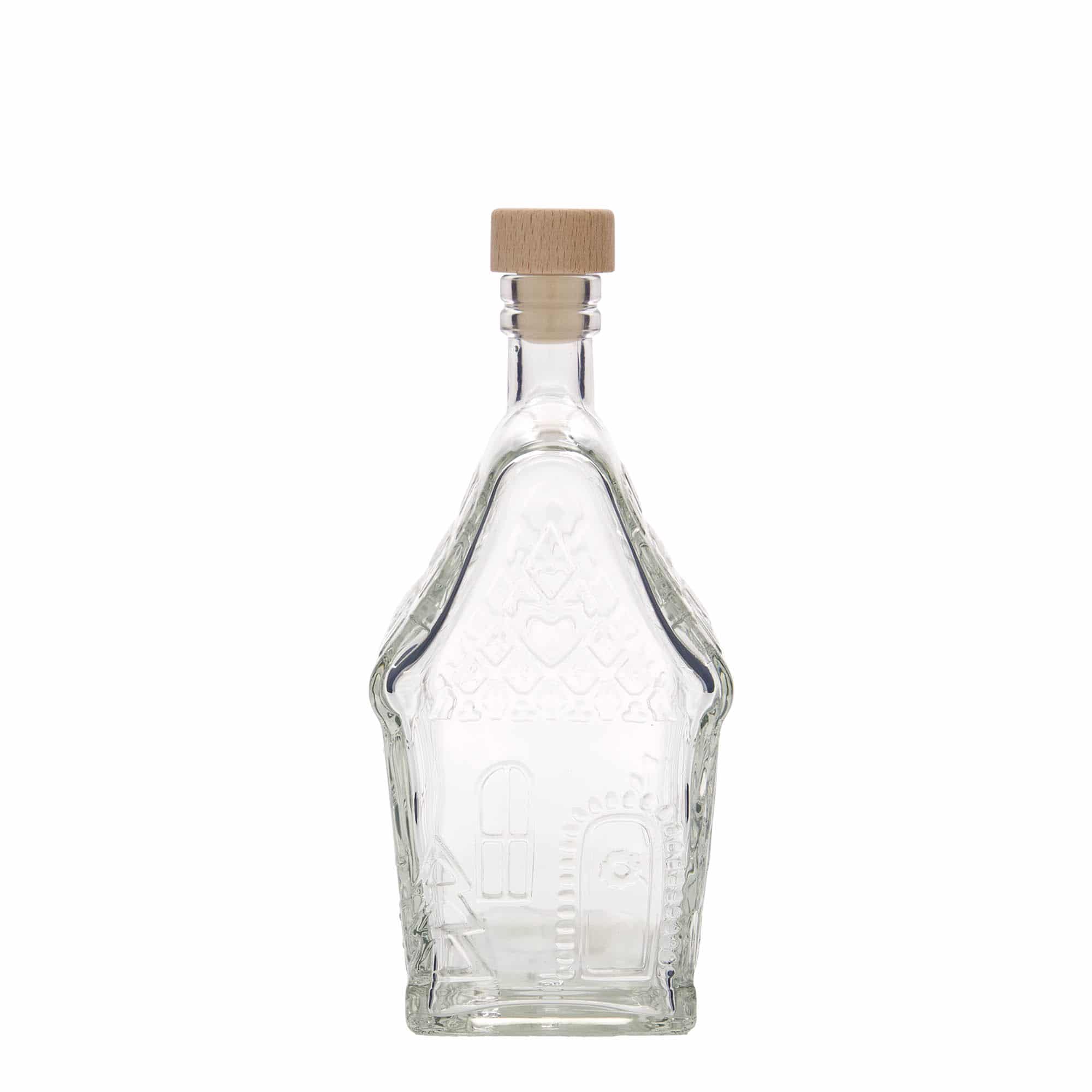 500 ml butelka szklana 'Domek z piernika', prostokątna, zamknięcie: korek