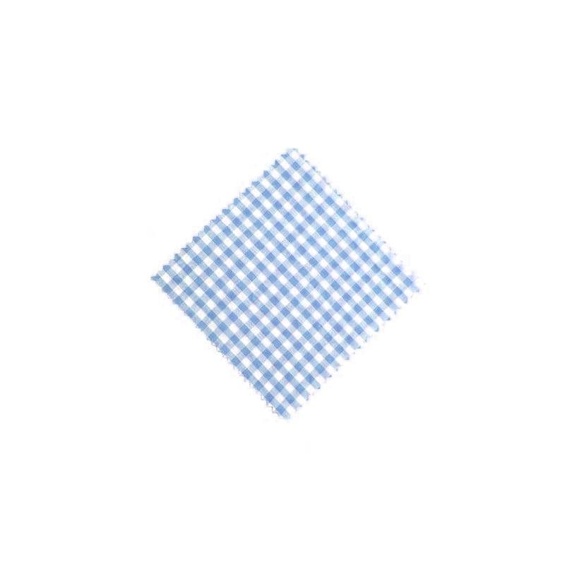 Kapturek na słoik w kratkę 12x12, kwadratowy, materiał tekstylny, kolor jasnoniebieski, zamknięcie: TO38-TO53