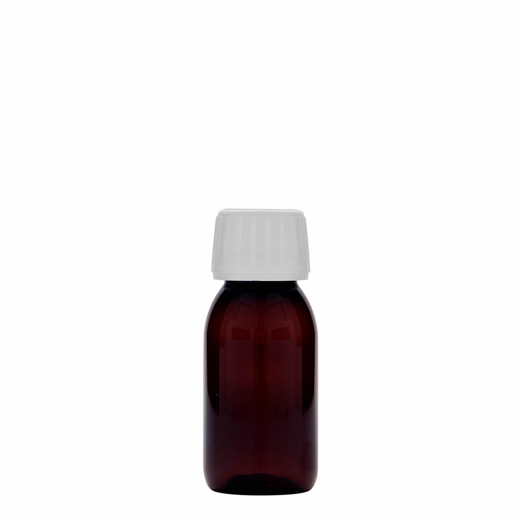 60 ml butelka medyczna PET, brązowa, plastik, szyjka: PP 28