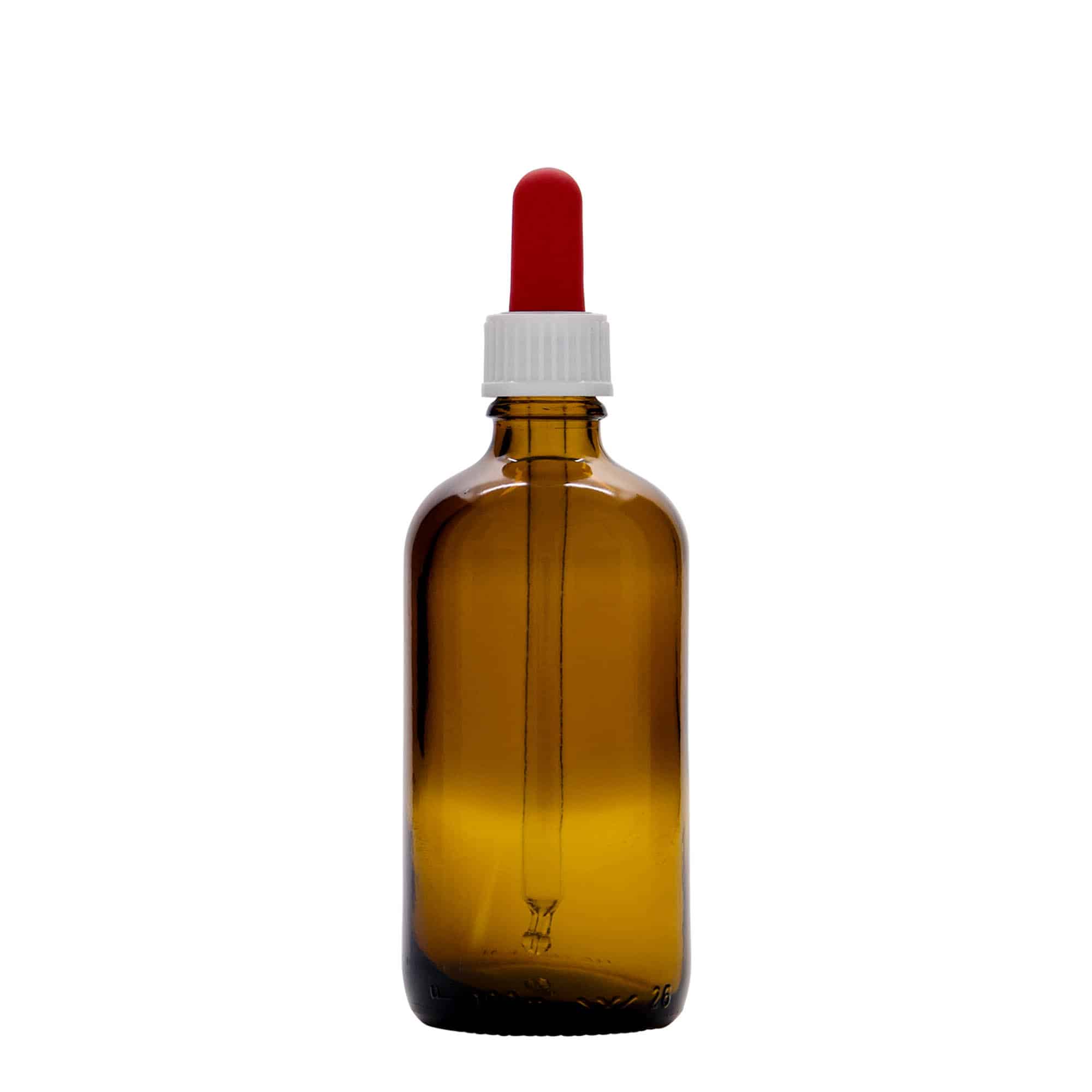 100 ml butelka farmaceutyczna z pipetą, szkło, kolor brązowo-czerwony, zamknięcie: DIN 18 100 ml butelka farmaceutyczna z pipetą, szkło, kolor brązowo-czerwony, zamknięcie: DIN 18