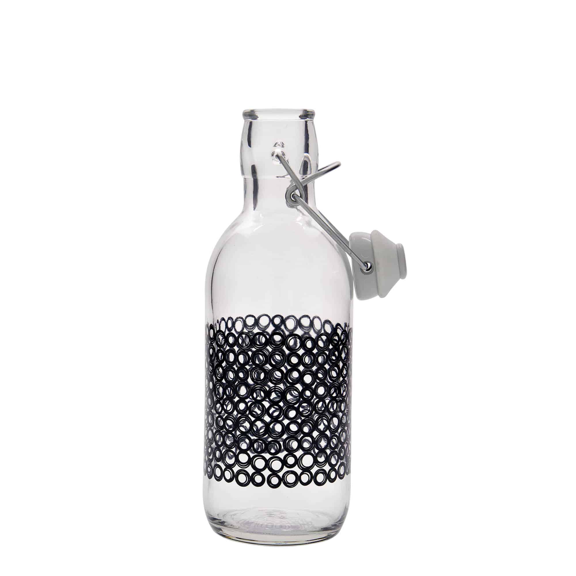 Butelka szklana 500 ml „Emilia”, motyw: Circola nero, korek typu uchwytowego Butelka szklana 500 ml „Emilia”, motyw: Circola nero, korek typu uchwytowego