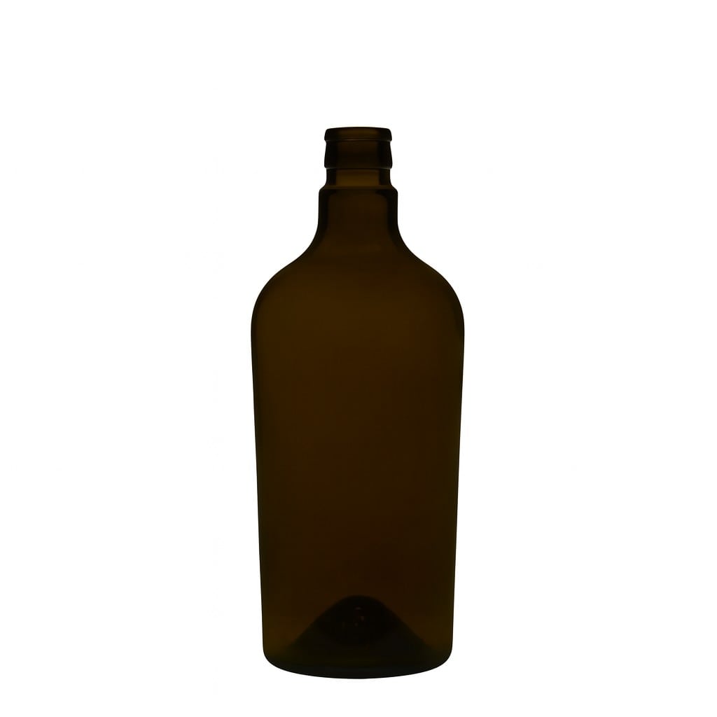 750 ml butelka na ocet/olej 'Oleum', szkło, antyczny zielony, szyjka: DOP