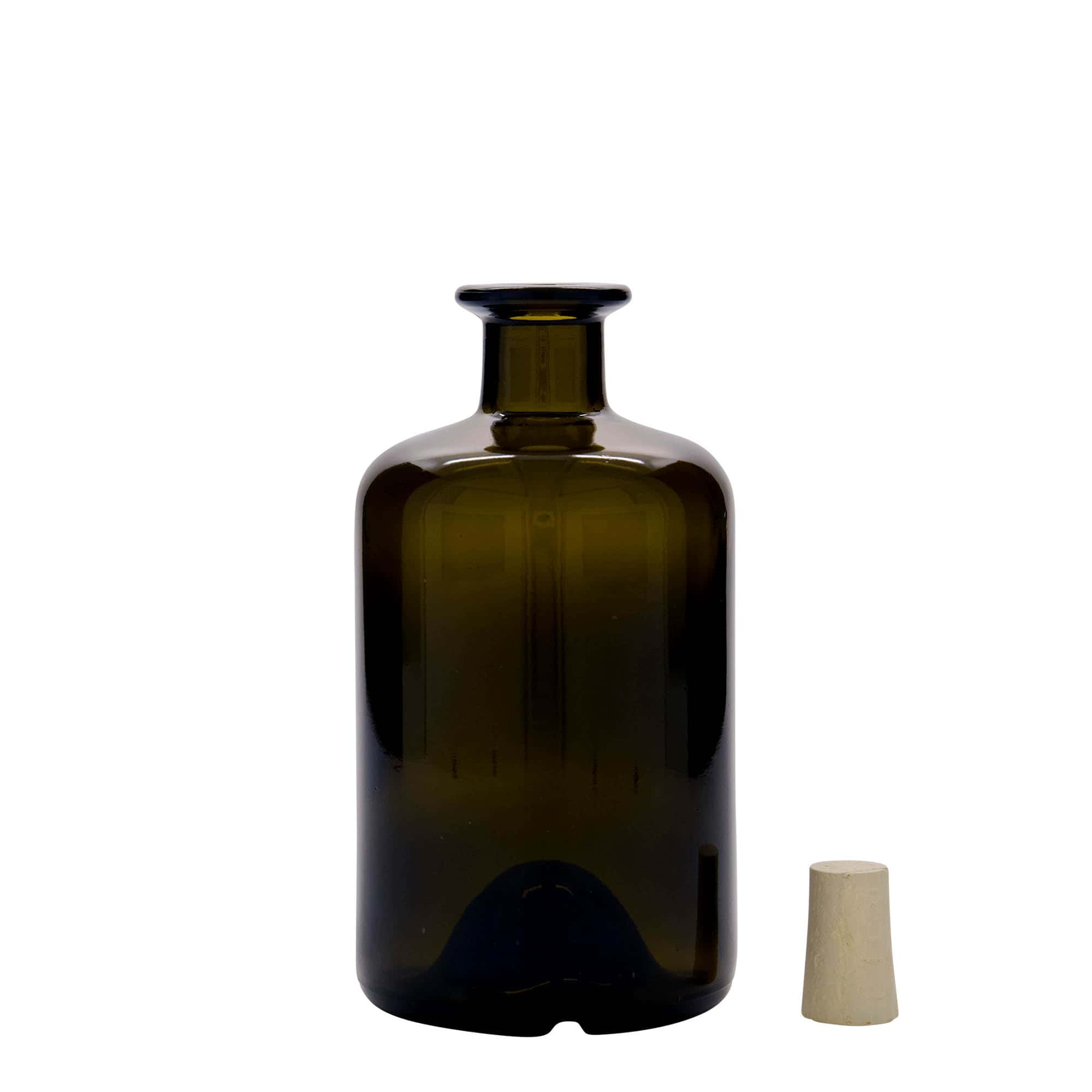 500 ml butelka szklana apteczna, kolor zielony antyczny, zamknięcie: korek