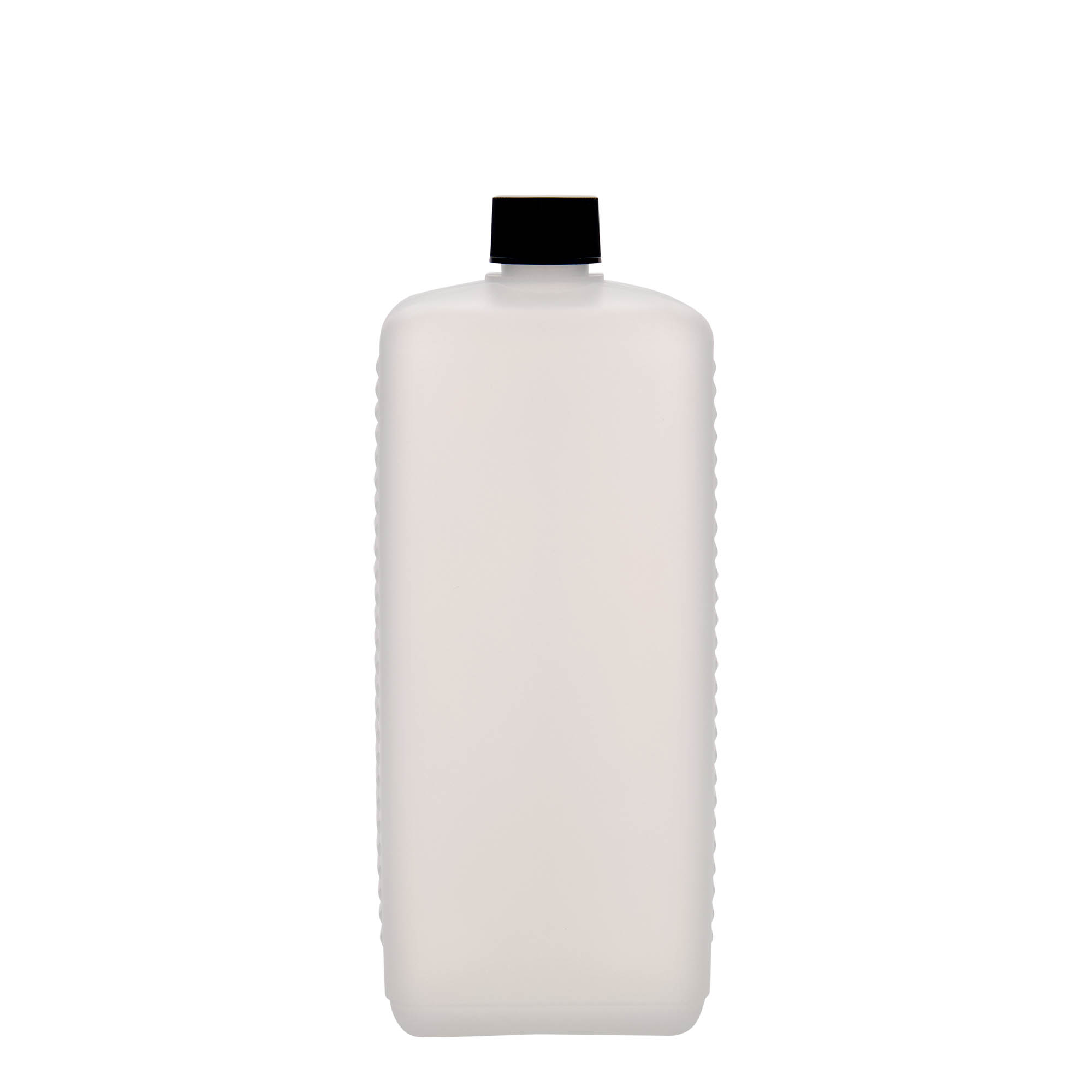 1.000 ml kanisterkowa butelka, prostokątna, tworzywo HDPE, naturalna, gwint: DIN 25 EPE