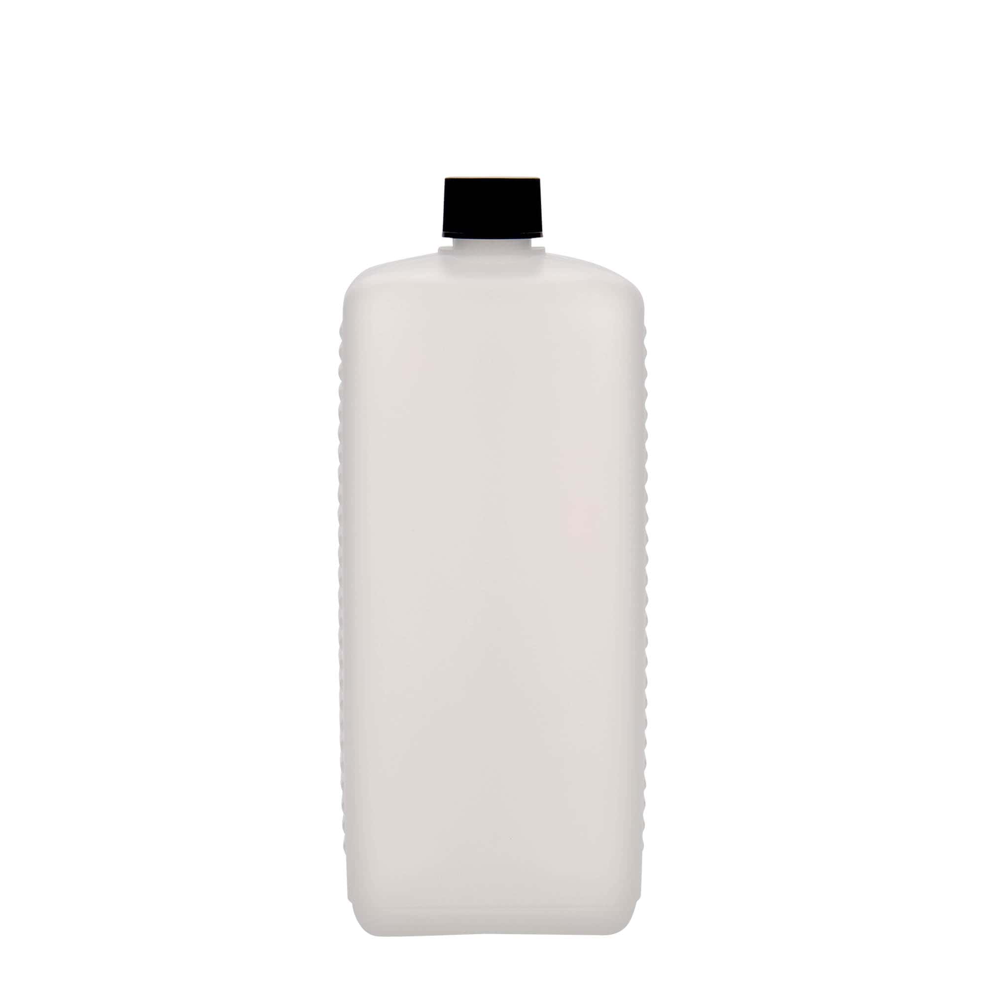 1.000 ml kanisterkowa butelka, prostokątna, tworzywo HDPE, naturalna, gwint: DIN 25 EPE