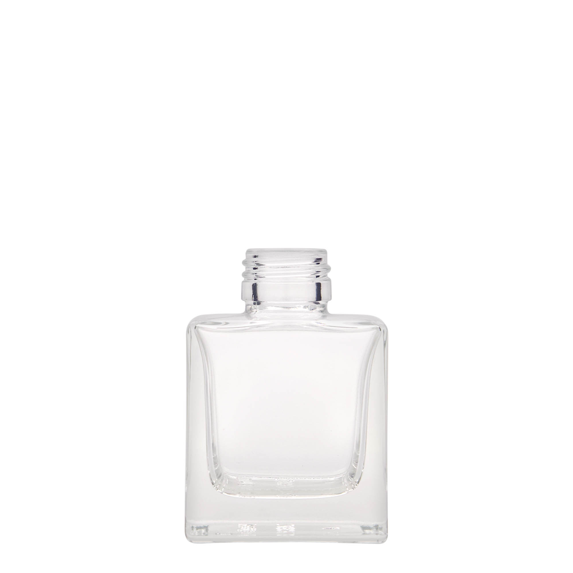 100 ml butelka szklana „Cube”, kwadratowa, gwint: PP 28