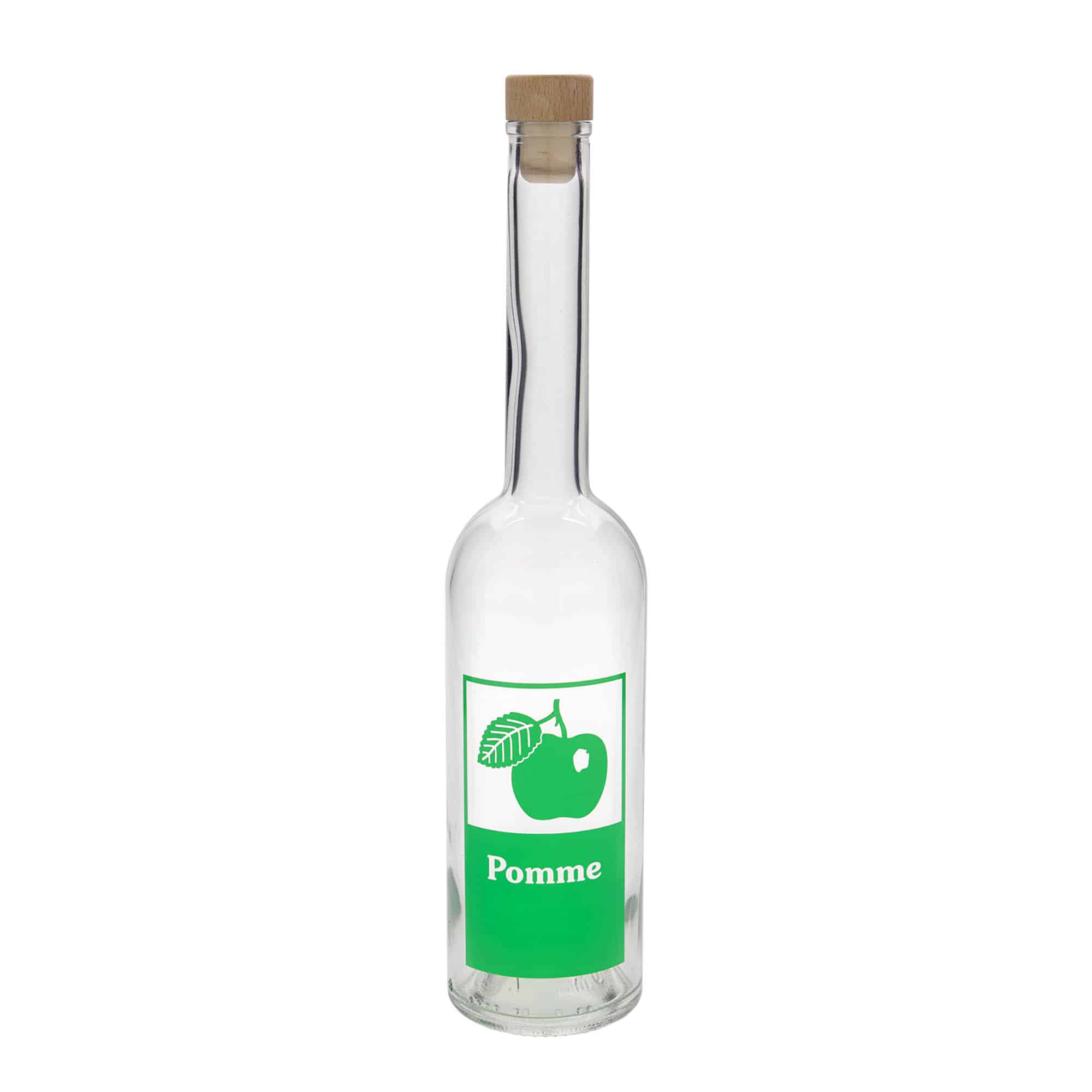 Butelka szklana 500 ml 'Opera', motyw: Jabłko, szyjka: korek