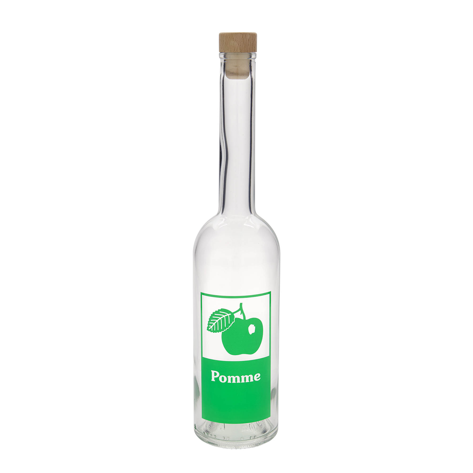 Butelka szklana 500 ml 'Opera', motyw: Jabłko, szyjka: korek