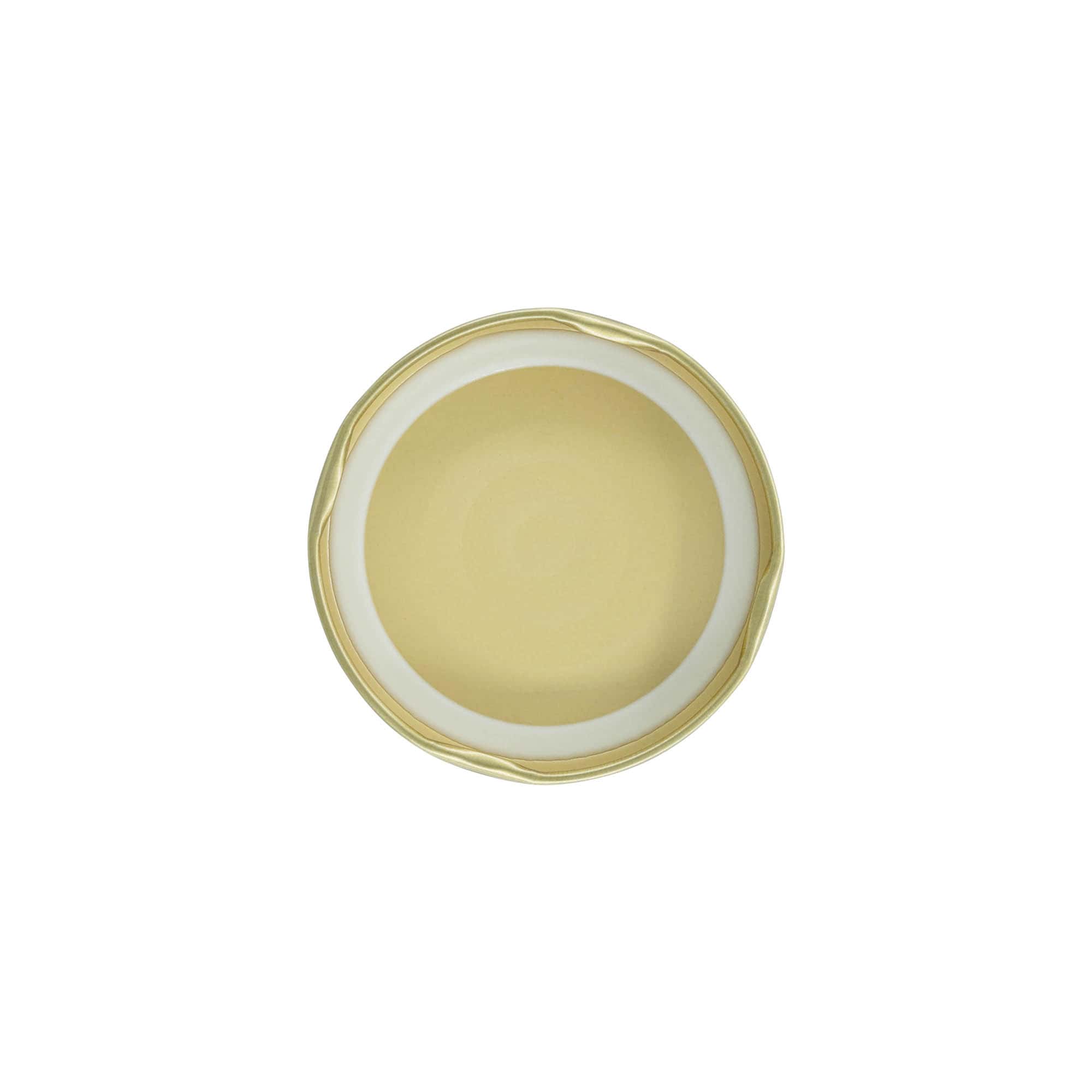 Zakrywka Twist-Off, blacha biała, złota, do szyjki: TO 66 Zakrywka Twist-Off, blacha biała, złota, do szyjki: TO 66