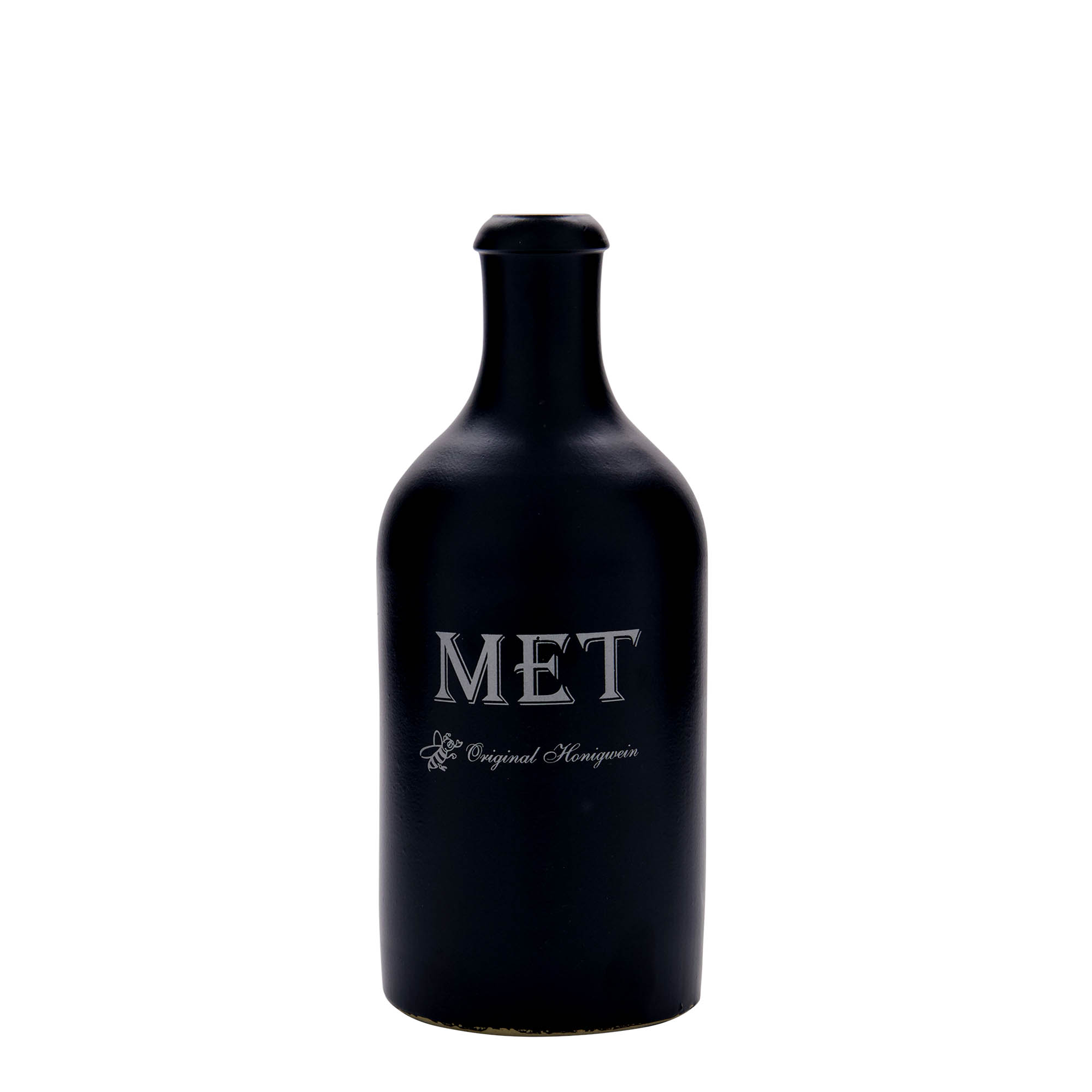 500 ml dzbanek do piwa, motyw: miód pitny, kamionka, czarny, wylot: korek