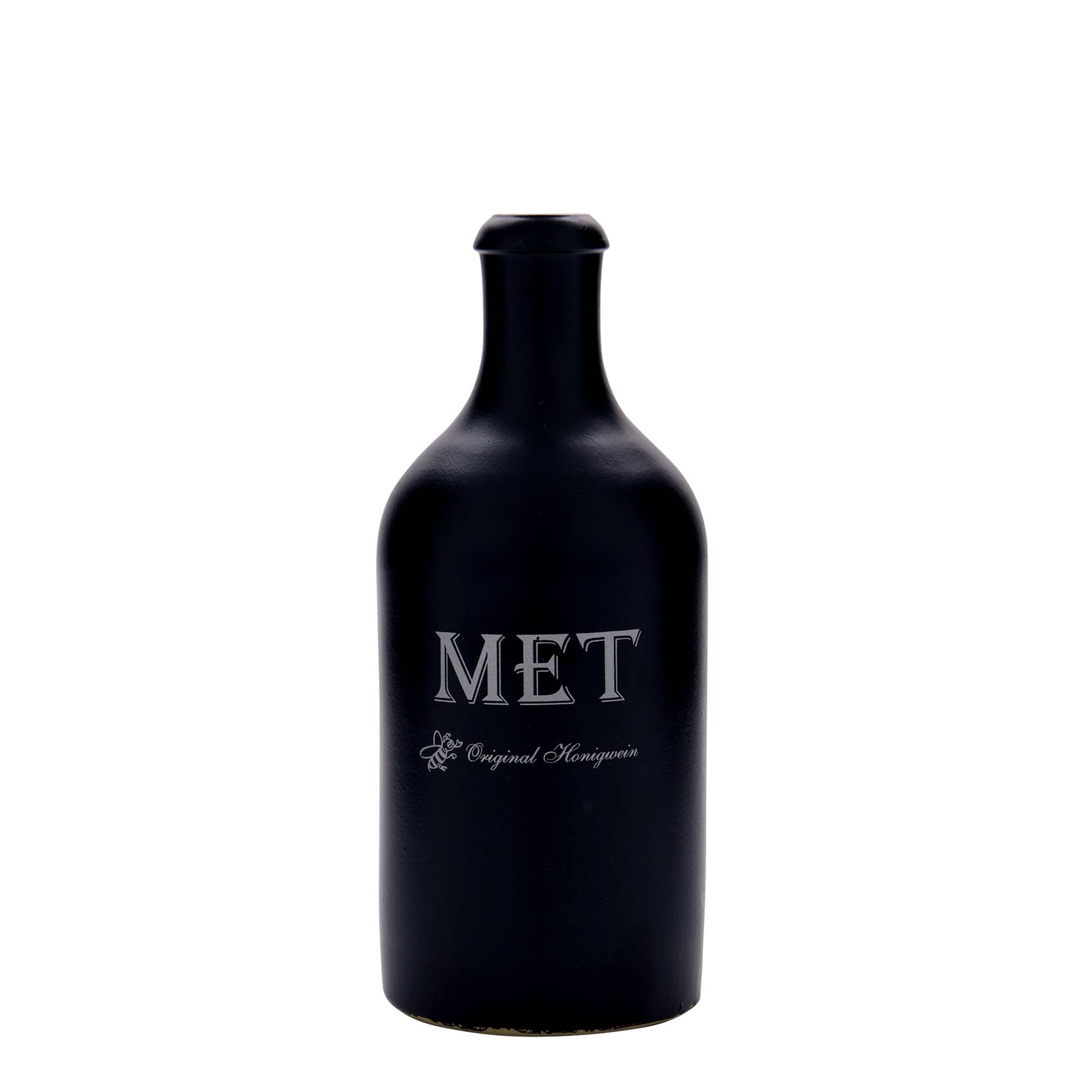500 ml dzbanek do piwa, motyw: miód pitny, kamionka, czarny, wylot: korek