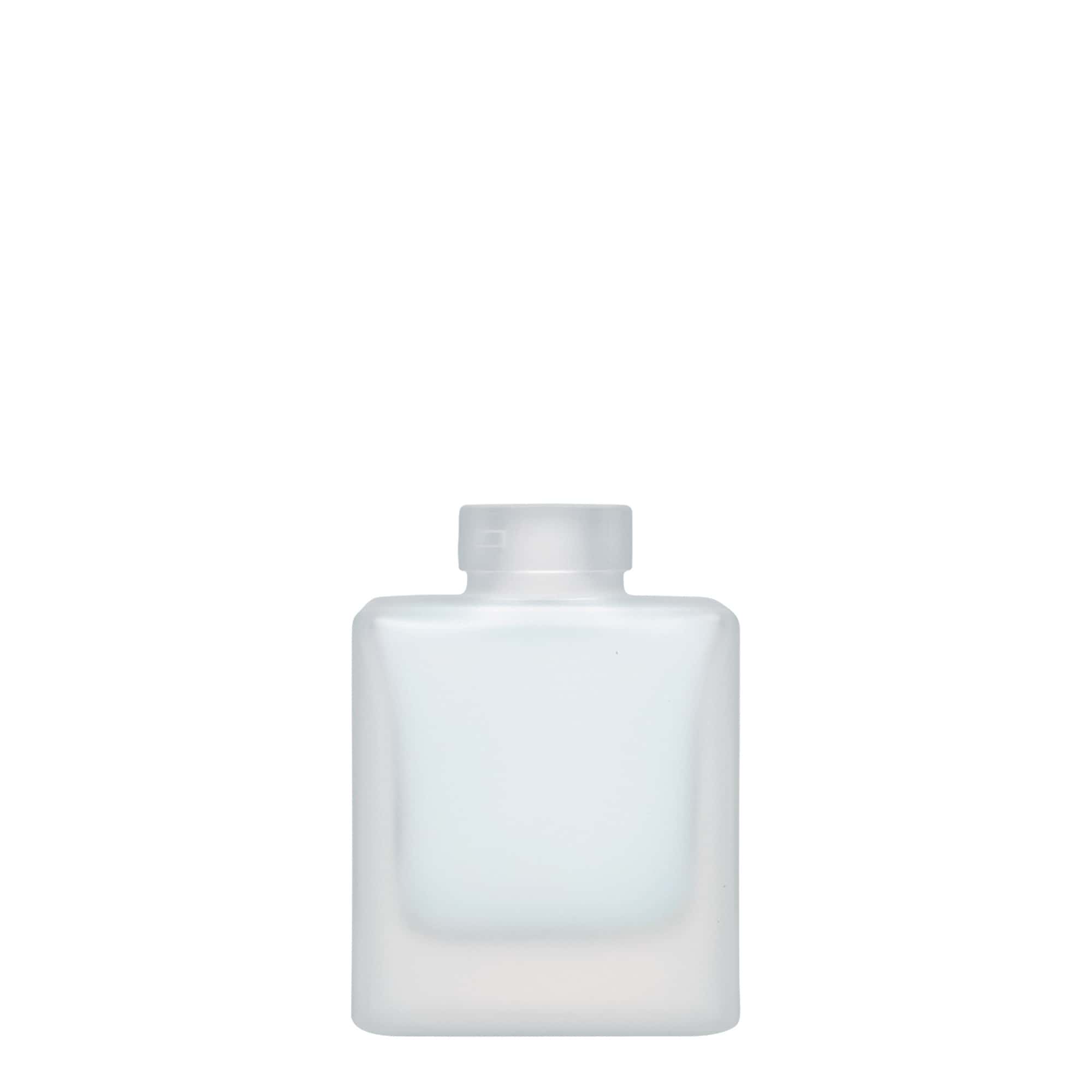 100 ml szklana butelka „Cube”, kwadratowa, matowa, szyjka: korek 100 ml szklana butelka „Cube”, kwadratowa, matowa, szyjka: korek