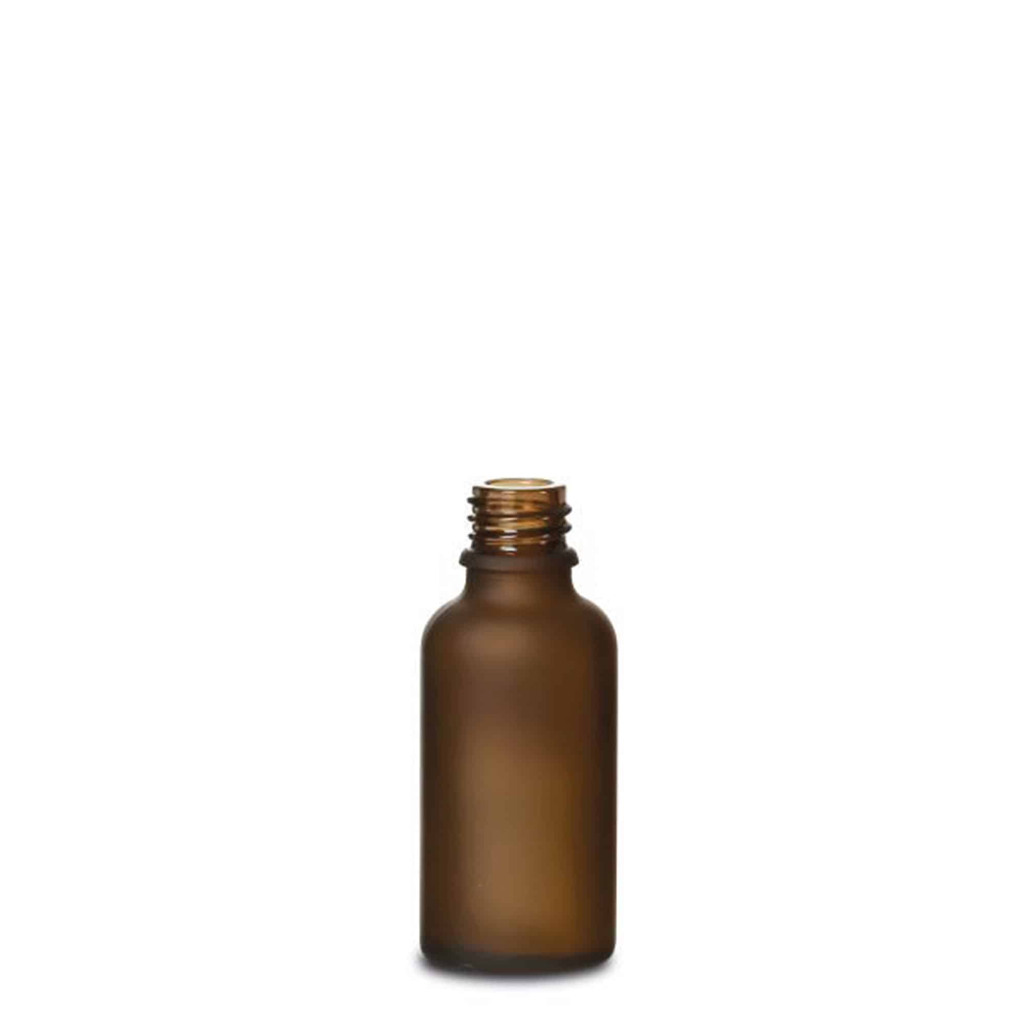 30ml butelka medyczna, szkło, brąz matowy, szyjka: DIN 18 30ml butelka medyczna, szkło, brąz matowy, szyjka: DIN 18