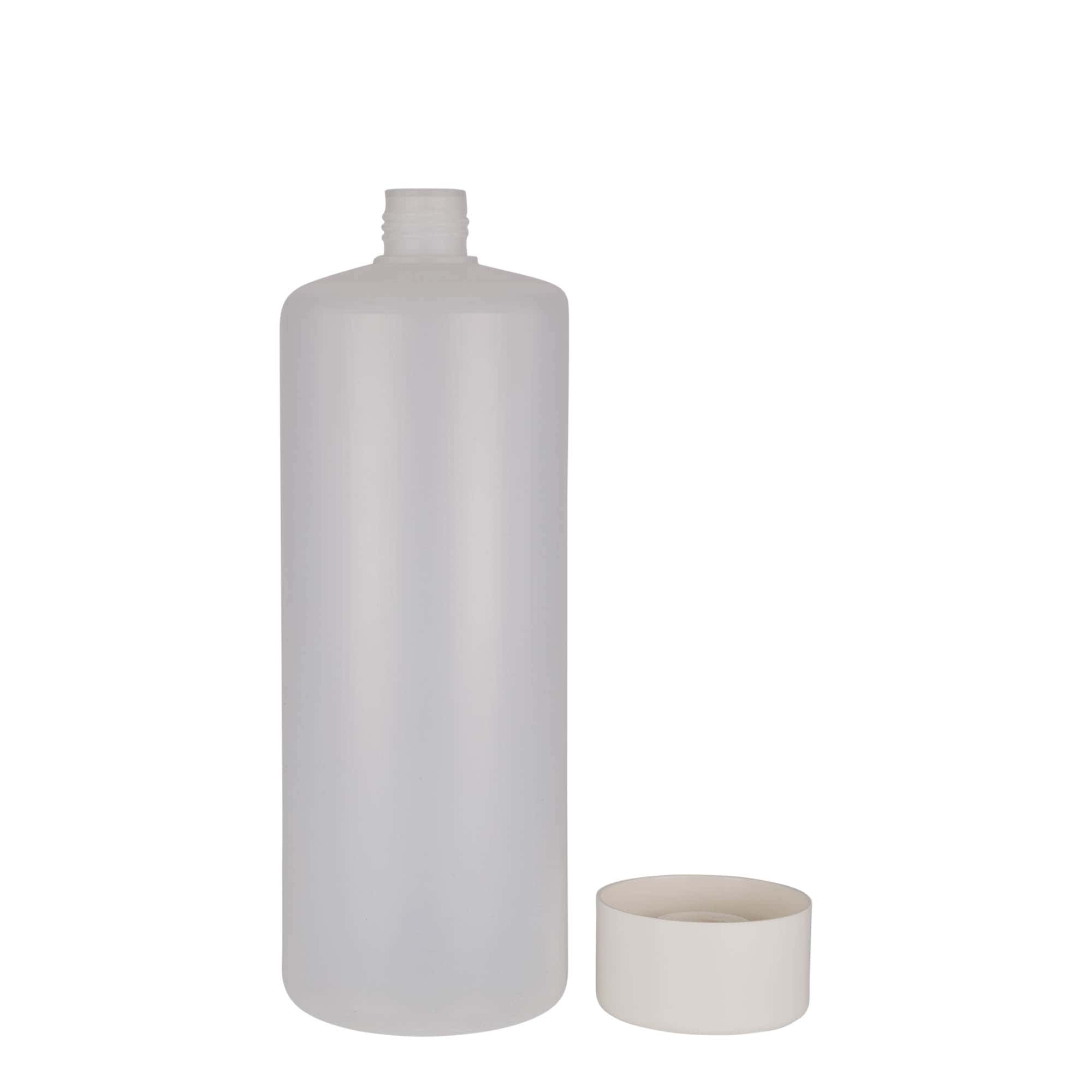 1000 ml butelka okrągła, tworzywo sztuczne PE, kolor naturalny, zamknięcie: zakrętka