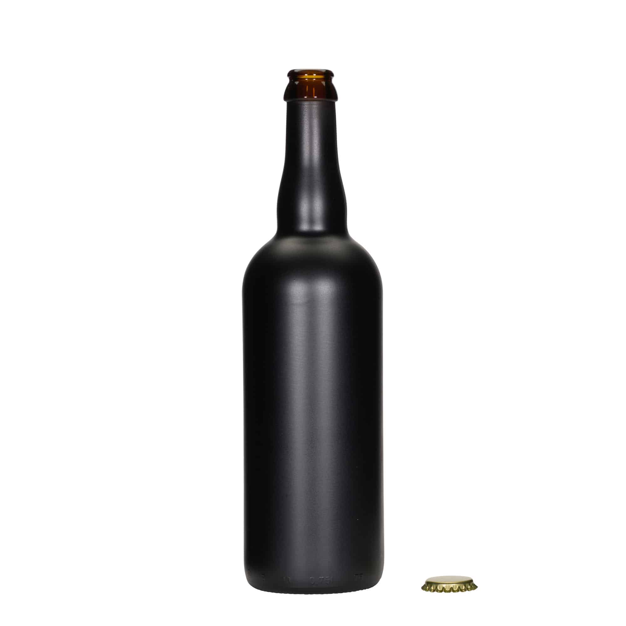 Butelka piwa 750 ml Belgia, szkło, czarna, szyjka: kapsel koronowy