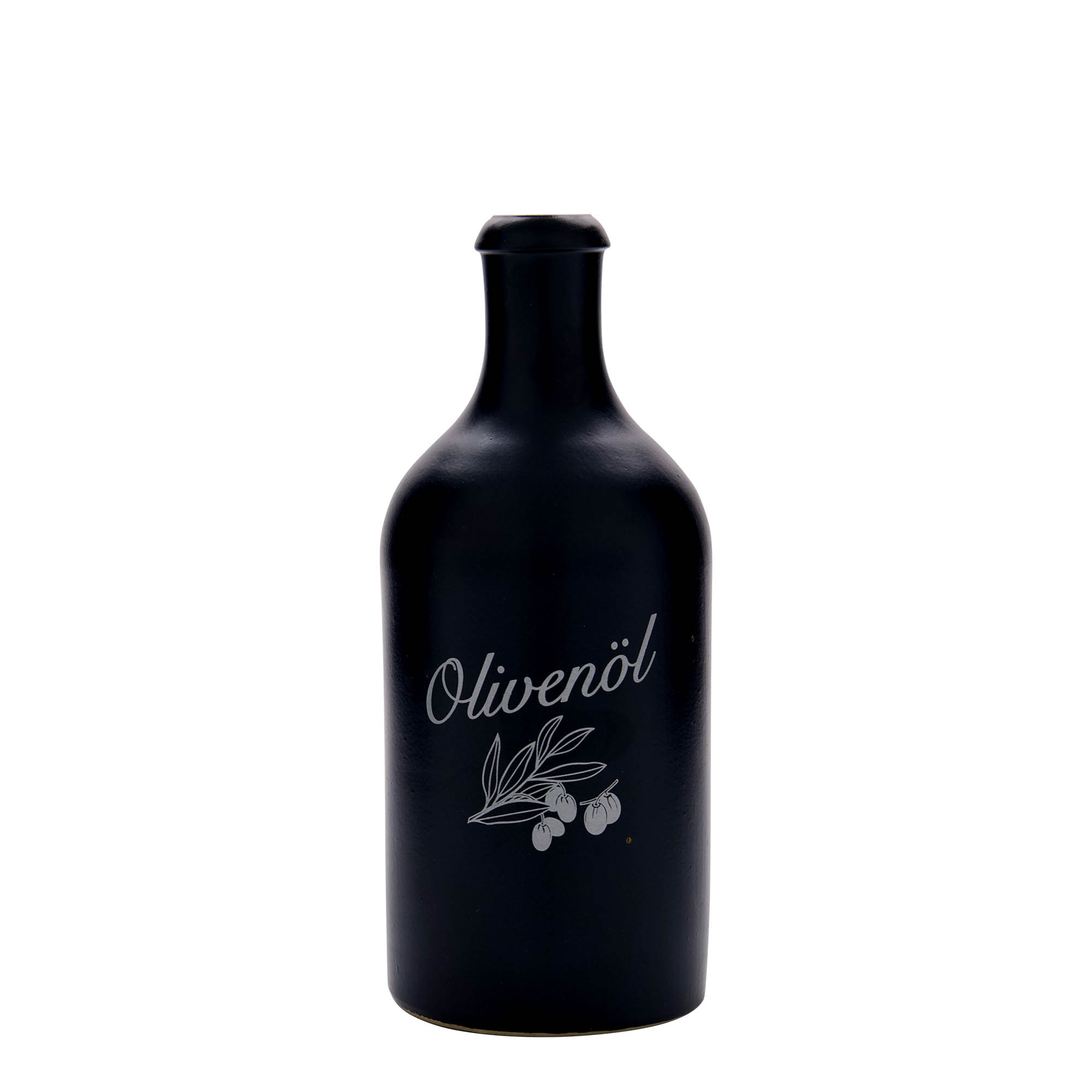500 ml dzbanek do toniku, motyw: oliwa z oliwek, kamionka, czarny, wylew: korek