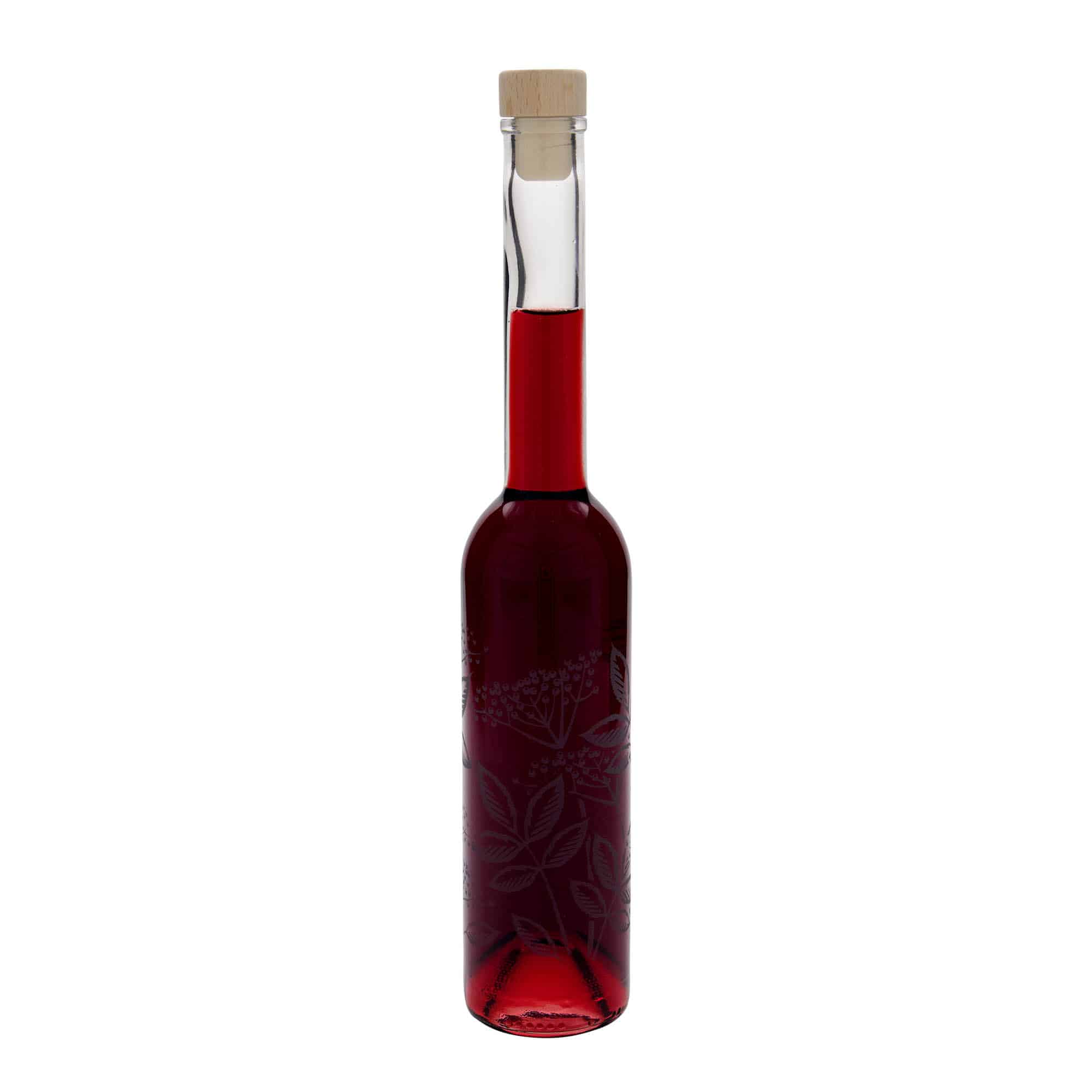 350 ml butelka szklana 'Opera', motyw: czarny bez, szyjka: korek