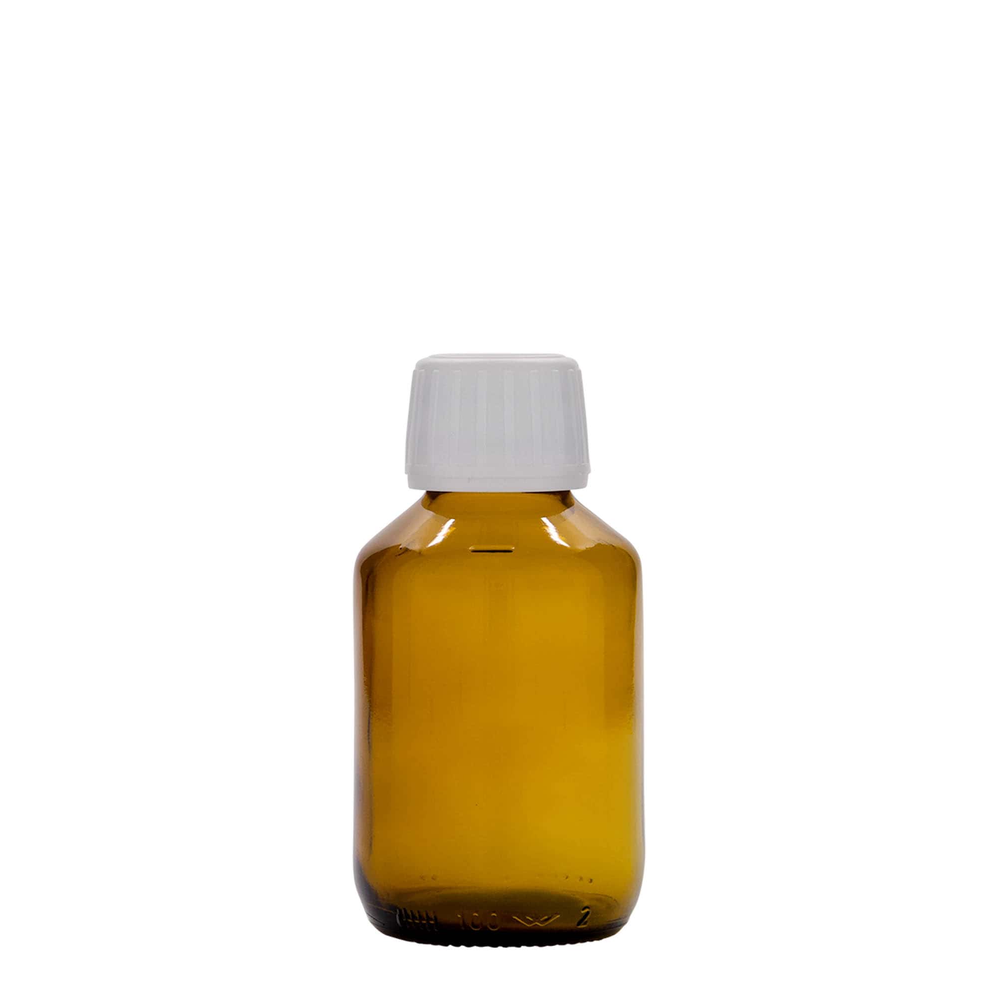 100 ml butelka medyczna, brązowa, szkło, gwint: PP 28