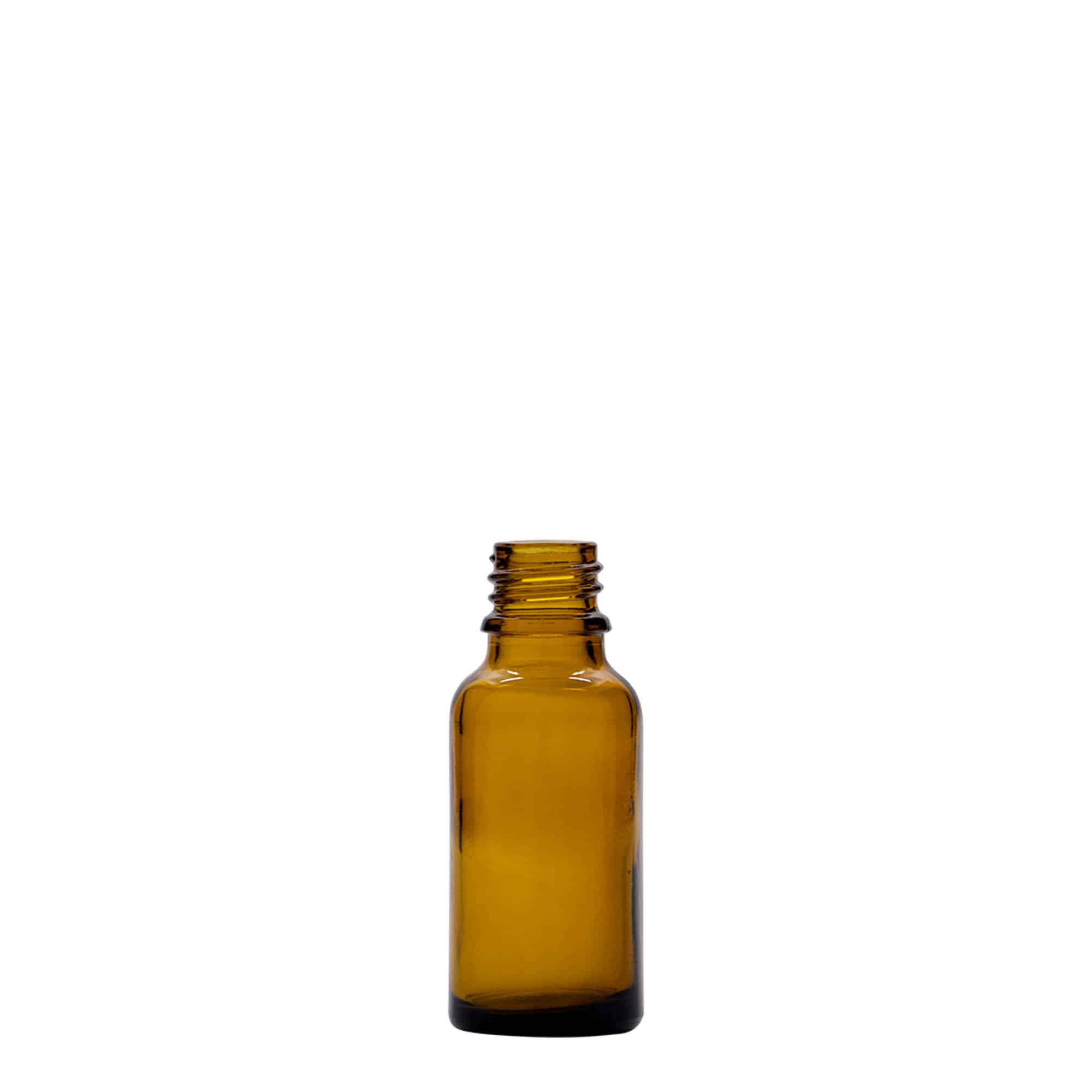 20 ml butelka farmaceutyczna, szkło, kolor brązowy, zamknięcie: DIN 18 20 ml butelka farmaceutyczna, szkło, kolor brązowy, zamknięcie: DIN 18