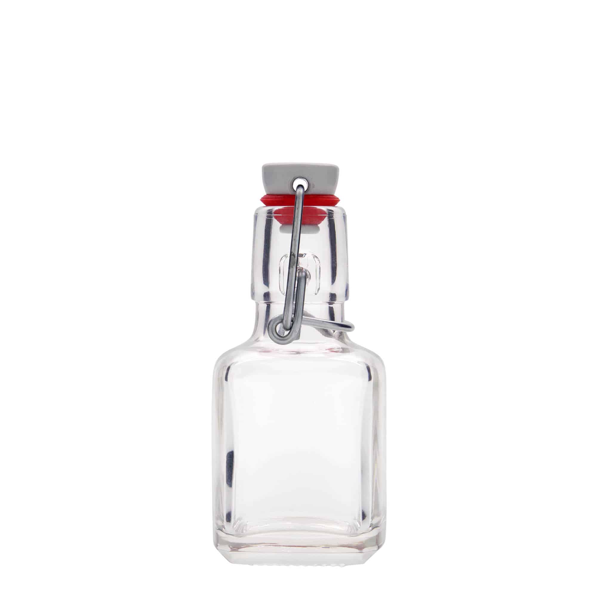 100 ml butelka szklana 'Kubica', kwadratowa, zamknięcie: Zamknięcie pałąkowe
