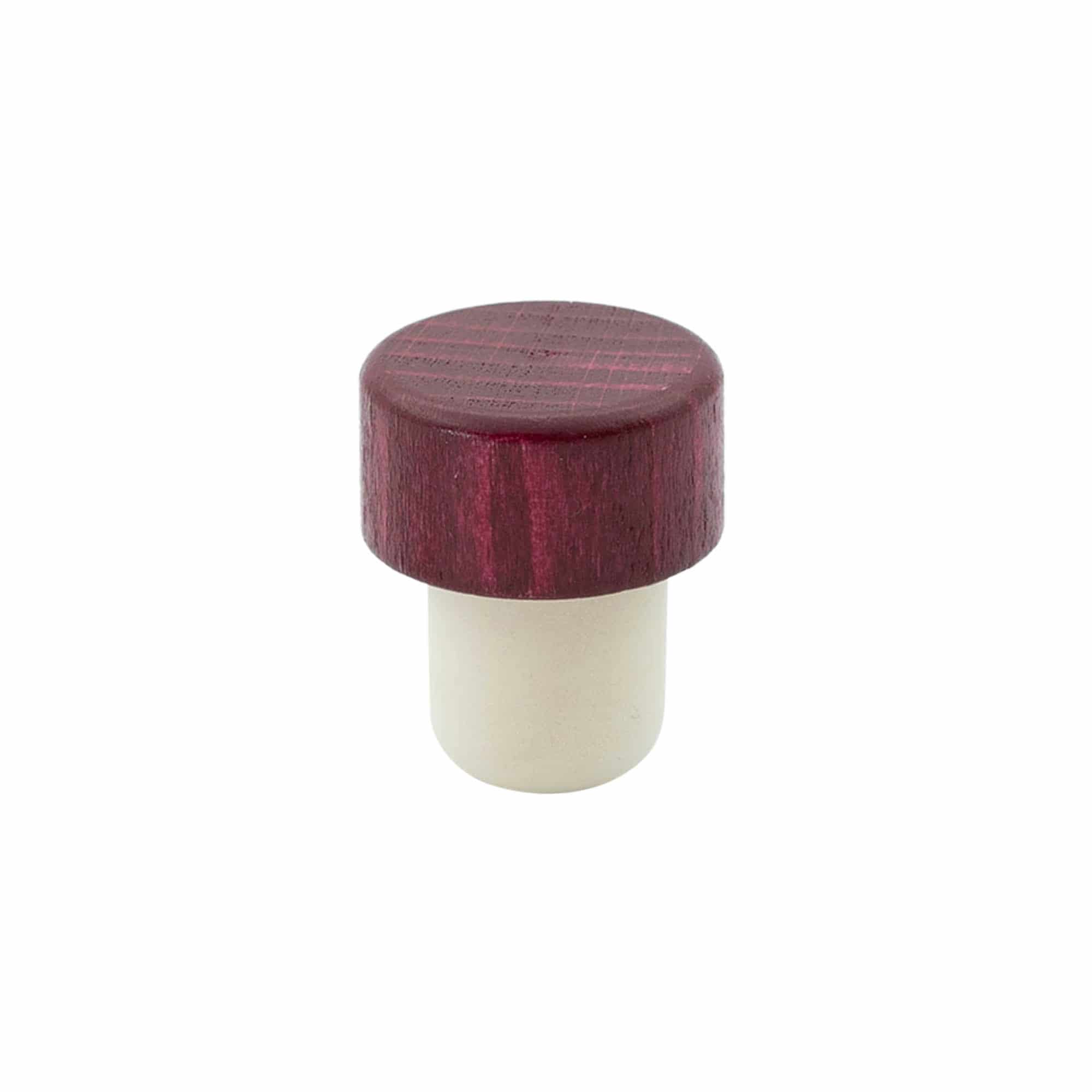 Korek z uchwytem 19 mm, drewno, kolor bordowy, do zamknięcia: korek Korek z uchwytem 19 mm, drewno, kolor bordowy, do zamknięcia: korek