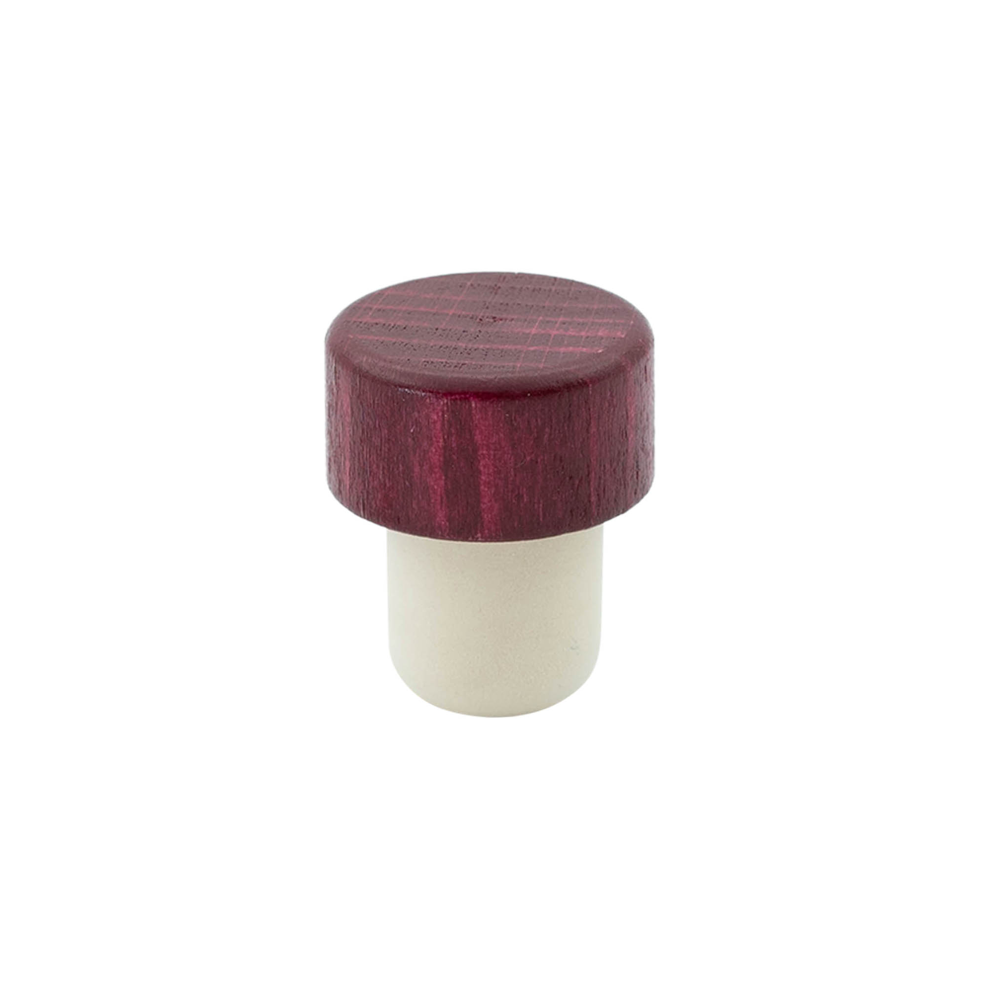 Korek do butelki z uchwytem 19 mm, drewno/plastik, bordowy, do otworu: korek Korek do butelki z uchwytem 19 mm, drewno/plastik, bordowy, do otworu: korek