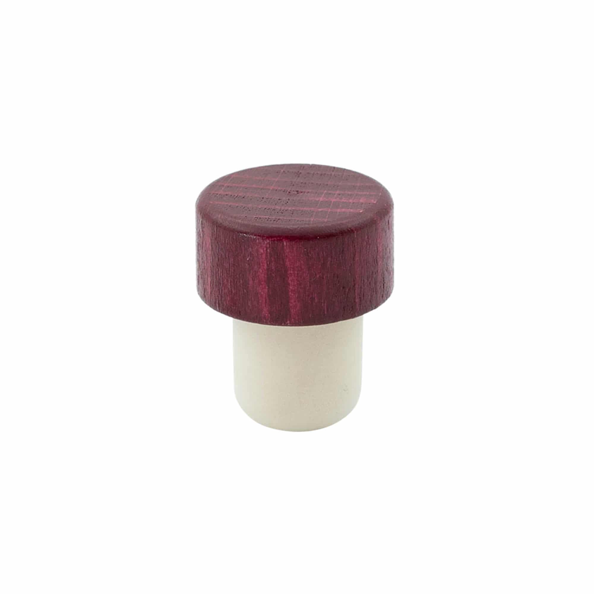 Korek do butelki z uchwytem 19 mm, drewno/plastik, bordowy, do otworu: korek