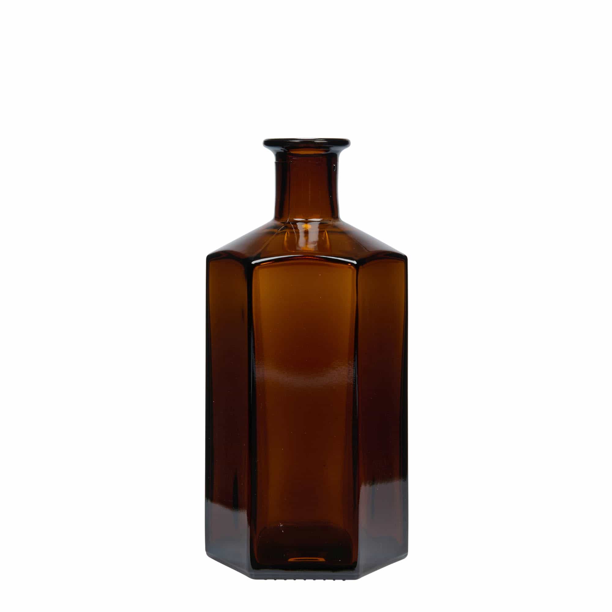 500 ml butelka szklana apteczna 'Jimmy'. sześciokątna. brązowy. zamknięcie: korek 500 ml butelka szklana apteczna 'Jimmy'. sześciokątna. brązowy. zamknięcie: korek