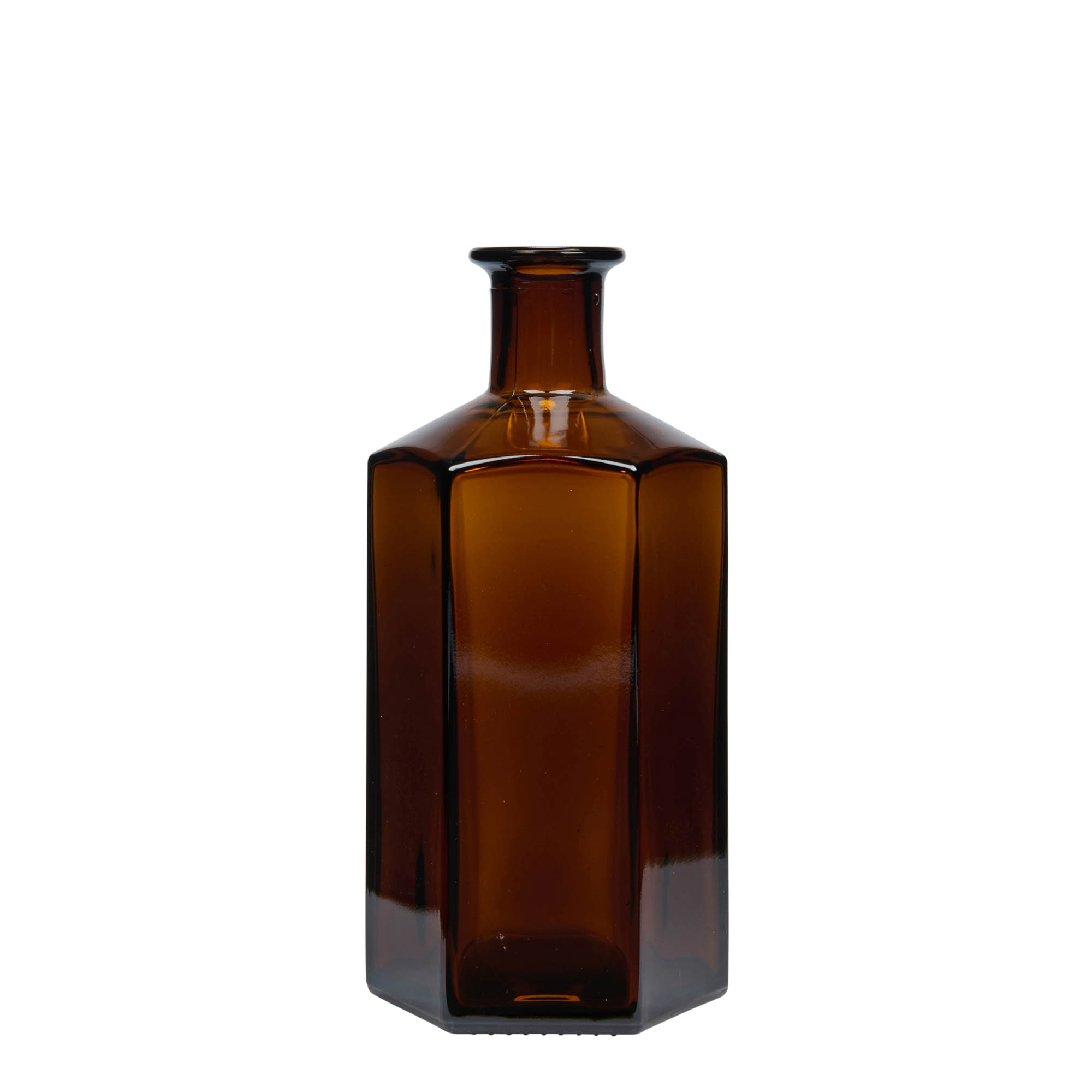 500 ml butelka szklana aptekarza 'Jimmy', sześciokątna, brązowa, wylot: korek 500 ml butelka szklana aptekarza 'Jimmy', sześciokątna, brązowa, wylot: korek